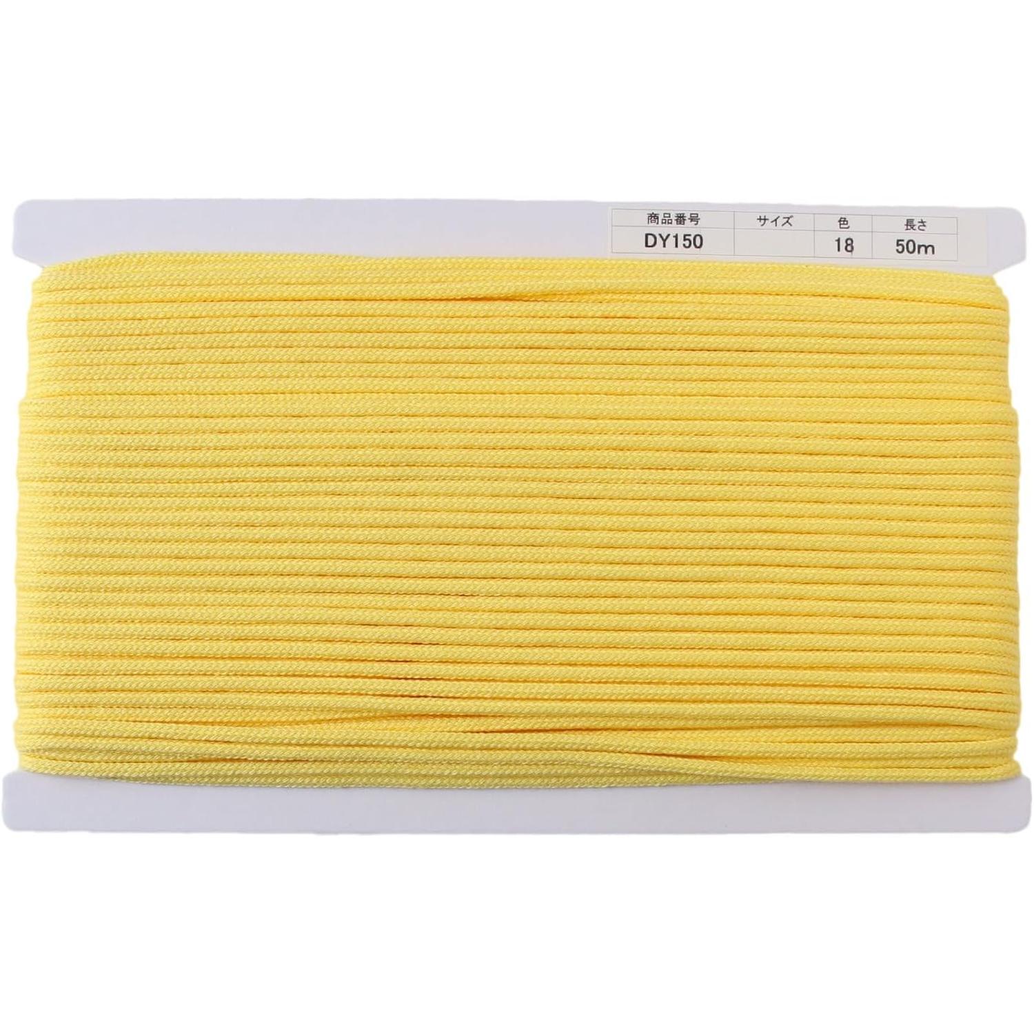 日本紐釦貿易 アクリルコード 約φ4mm×50m パステルイエロー DY150-18 (ご注文単位1巻)【直送品】