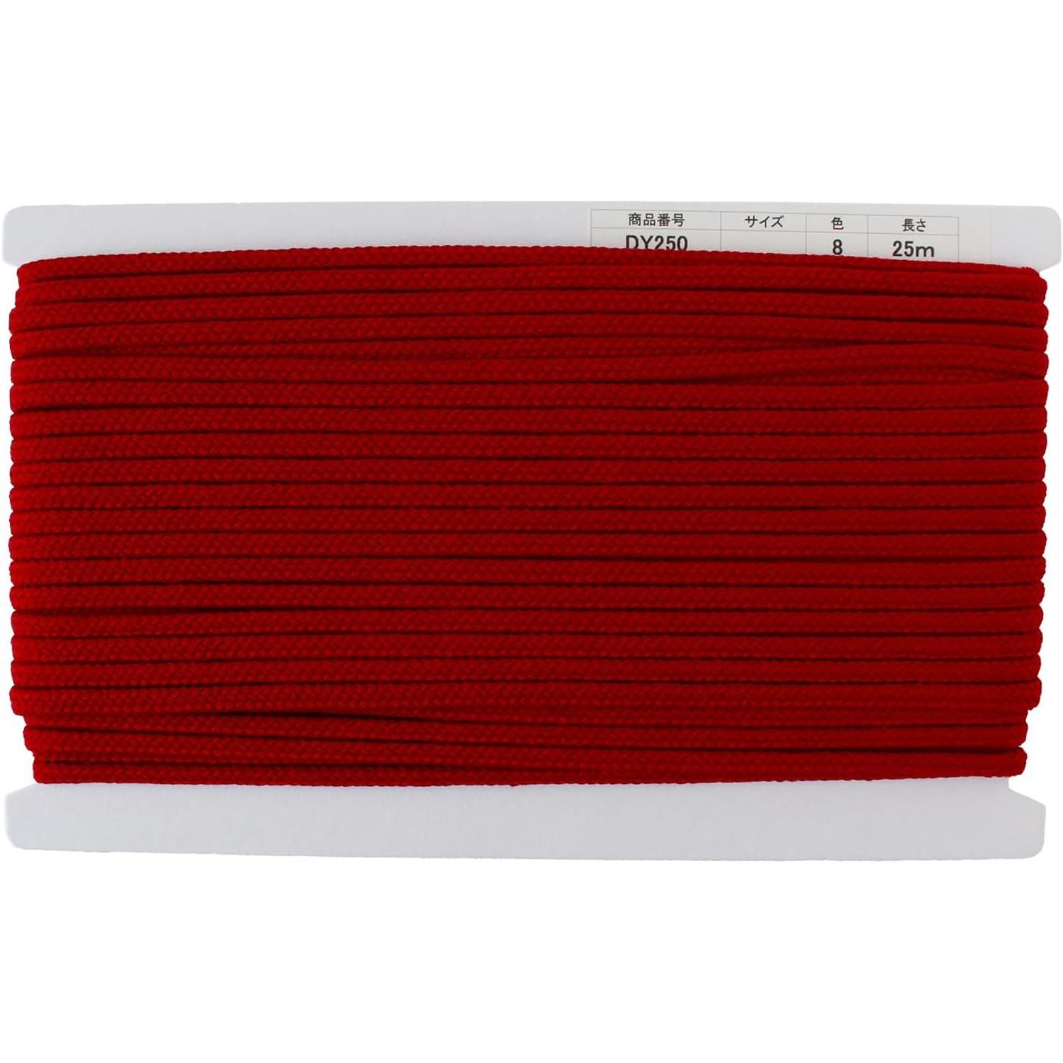 日本紐釦貿易 アクリルコード 約φ6mm×25m ワインレッド DY250-8 (ご注文単位1巻)【直送品】
