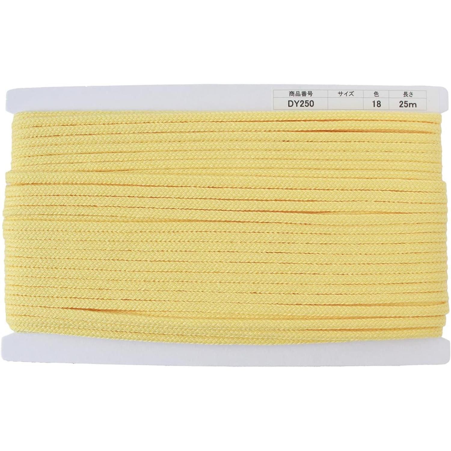 日本紐釦貿易 アクリルコード 約φ6mm×25m パステルイエロー DY250-18 （ご注文単位1巻）【直送品】