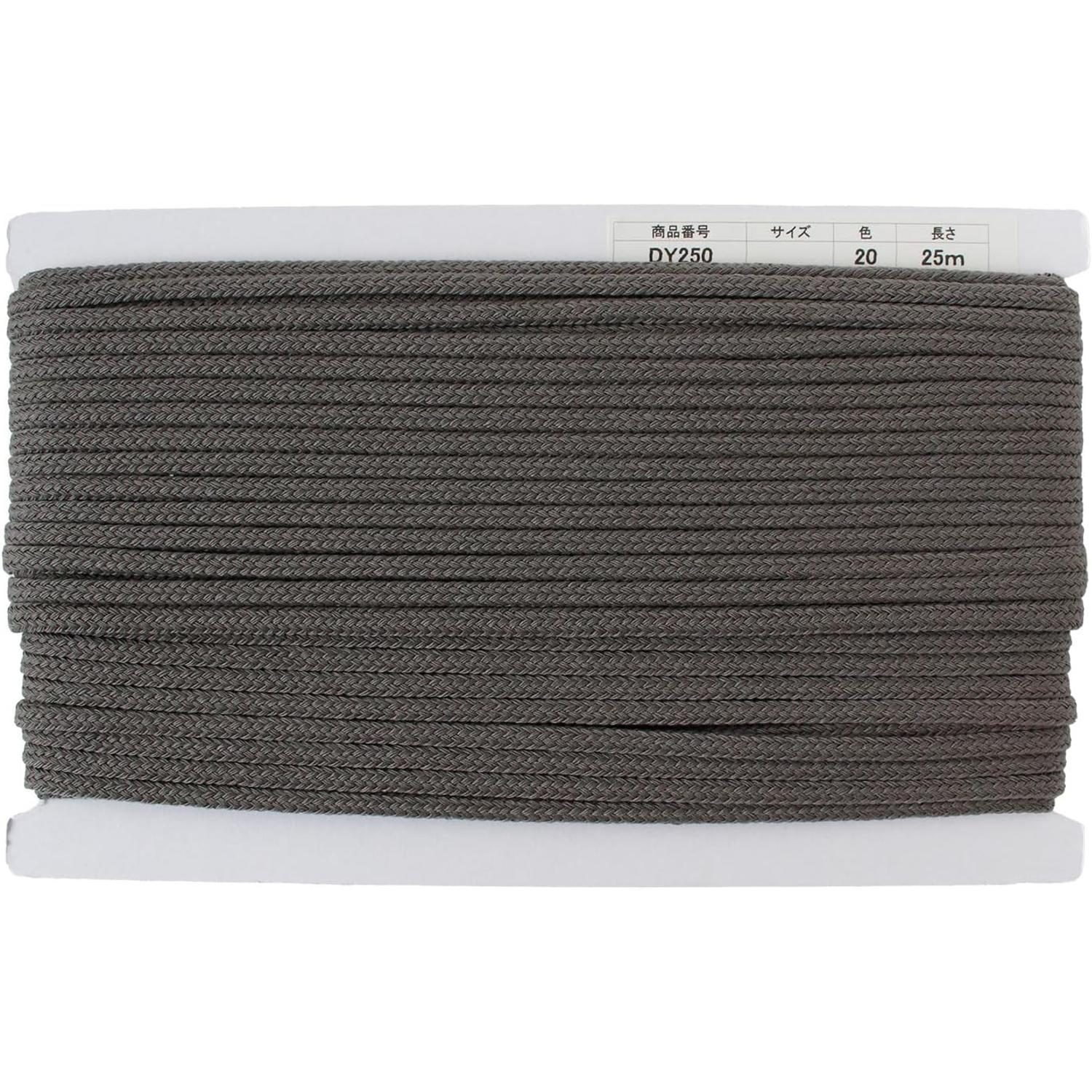日本紐釦貿易 アクリルコード 約φ6mm×25m ダークグレー DY250-20 (ご注文単位1巻)【直送品】