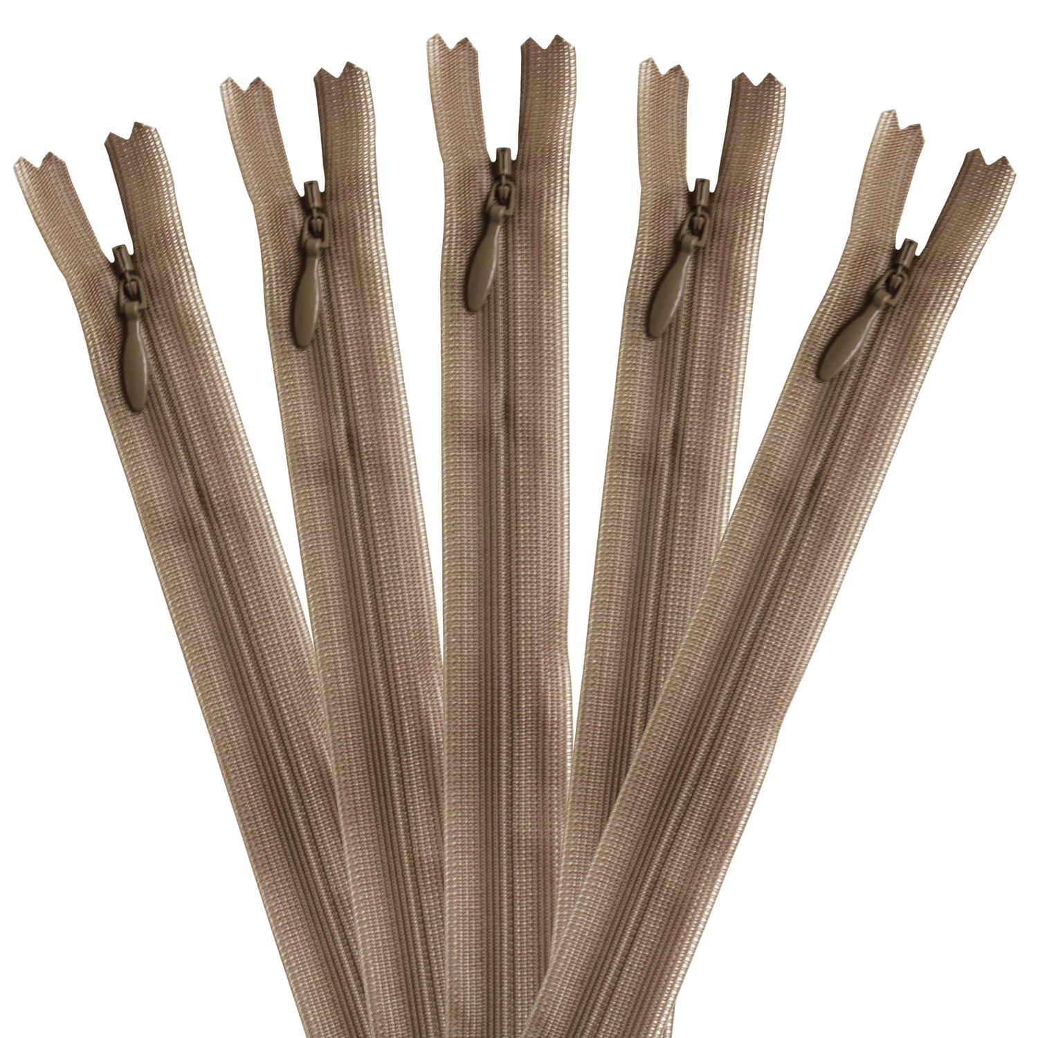 日本紐釦貿易 Y.K.K コンシールファスナー 22cm 5本入 col.563 KS22-563 薄茶 （ご注文単位1束）【直送品】