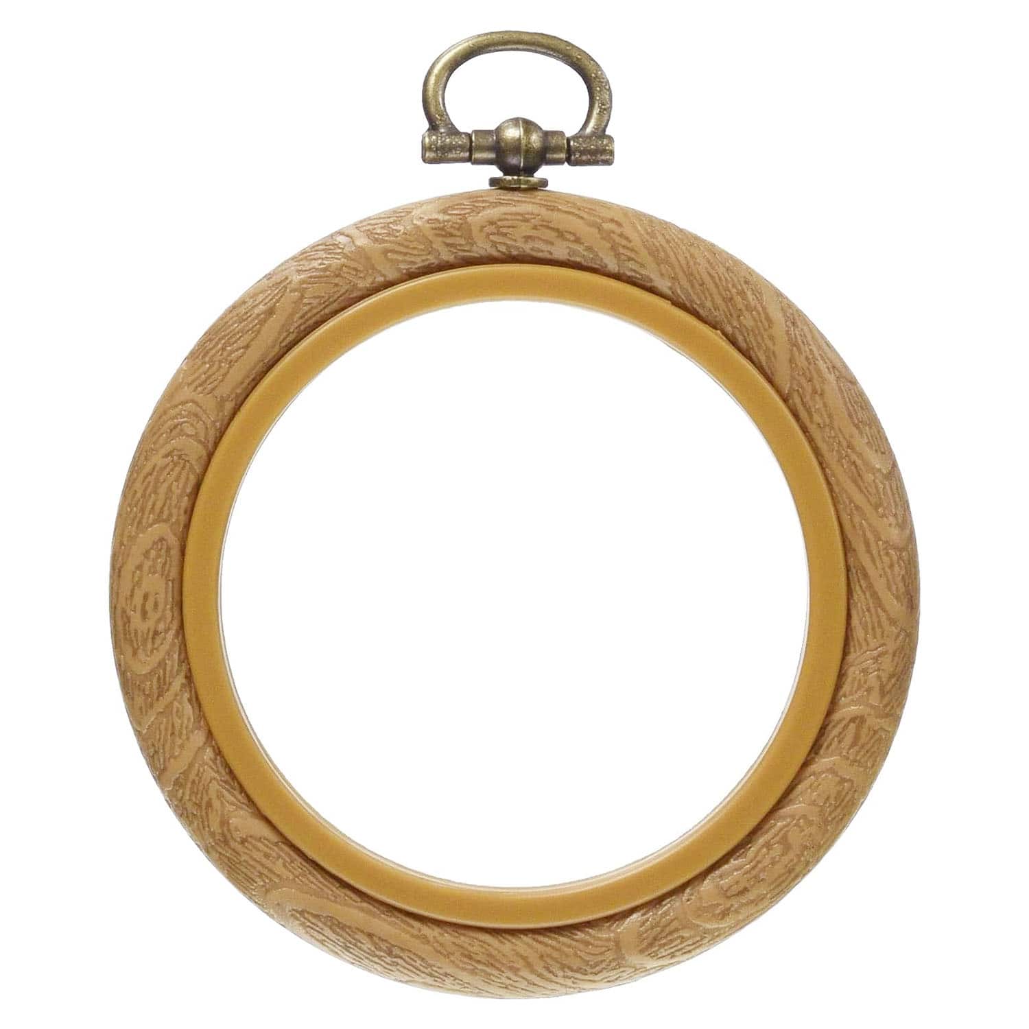 日本紐釦貿易 木製風プチフレーム 丸ミニ 外径φ75mm ブラウン JP1 （ご注文単位10束）【直送品】