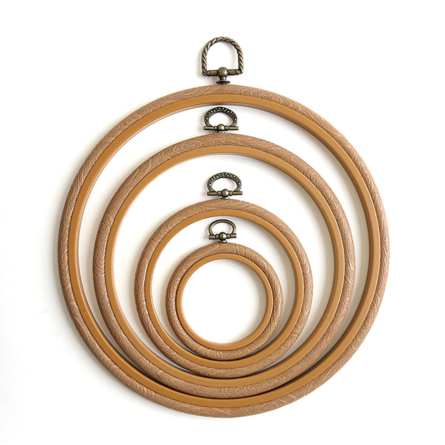 日本紐釦貿易 木製風プチフレーム 丸小 外径φ115mm ブラウン JP2 （ご注文単位10束）【直送品】