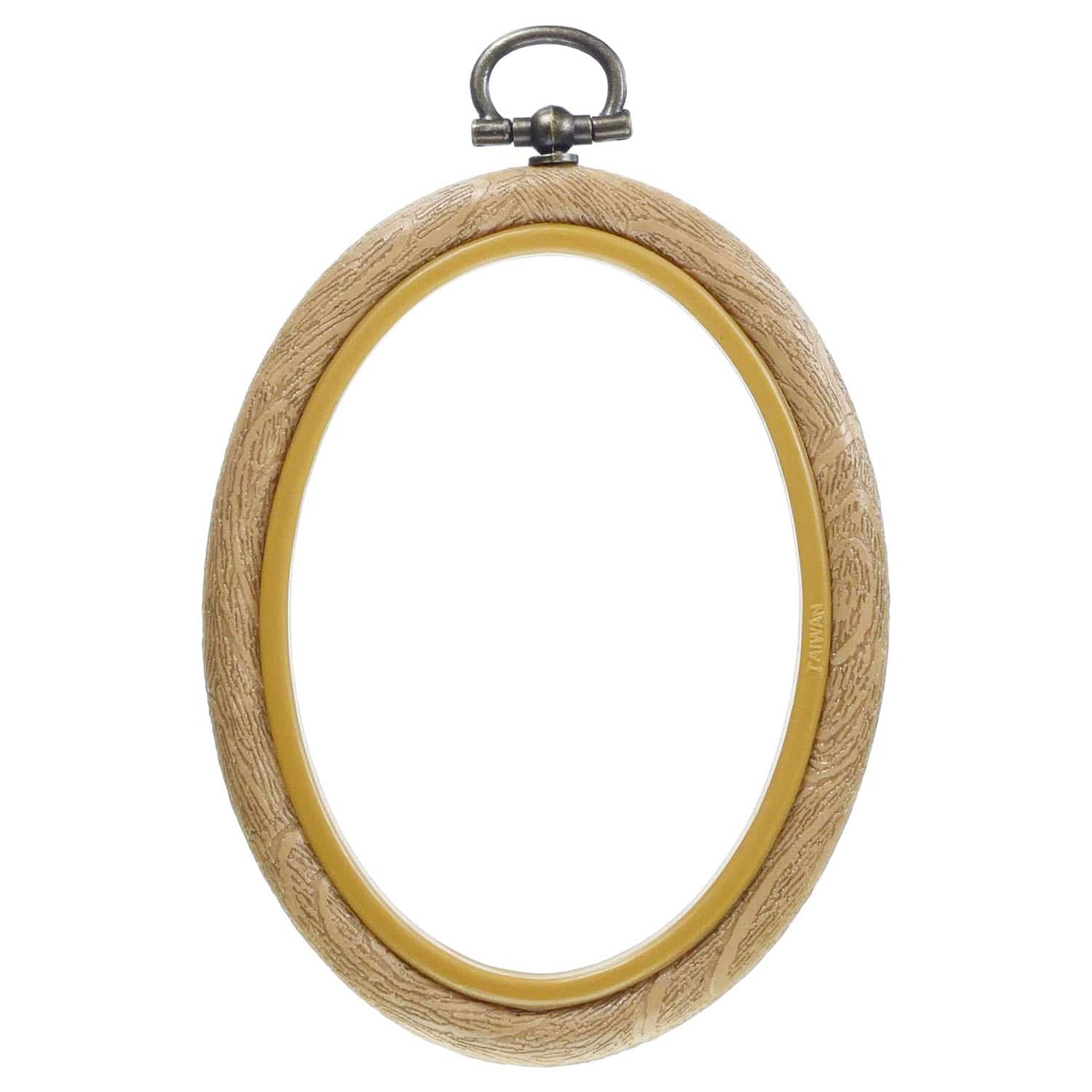 日本紐釦貿易 木製風プチフレーム 楕円ミニ 外径W75×H100mm ブラウン JP11 （ご注文単位10束）【直送品】