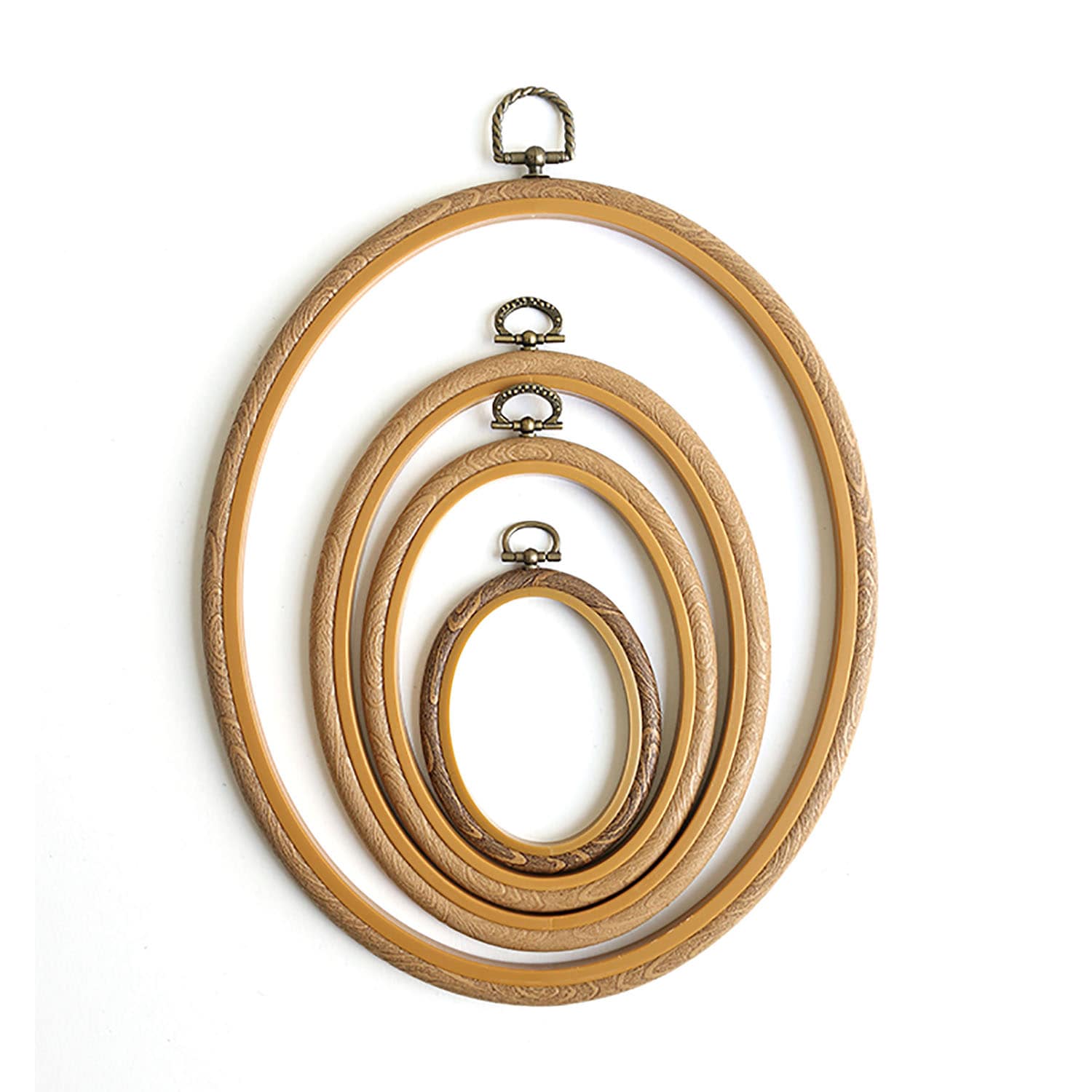 日本紐釦貿易 木製風プチフレーム 楕円ミニ 外径W75×H100mm ブラウン JP11 (ご注文単位10束)【直送品】