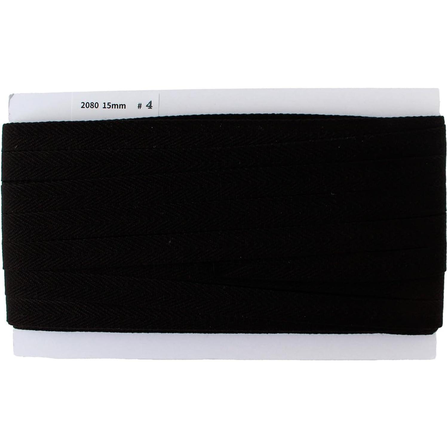 日本紐釦貿易 綾織テープ 巾15mm×50m巻 黒 IC2080-4 （ご注文単位1巻）【直送品】