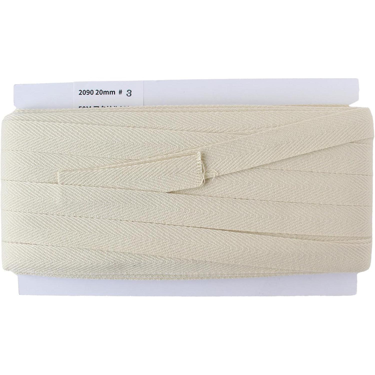 日本紐釦貿易 綾織テープ 巾20mm×50m巻 ベージュ IC2090-3 (ご注文単位1巻)【直送品】