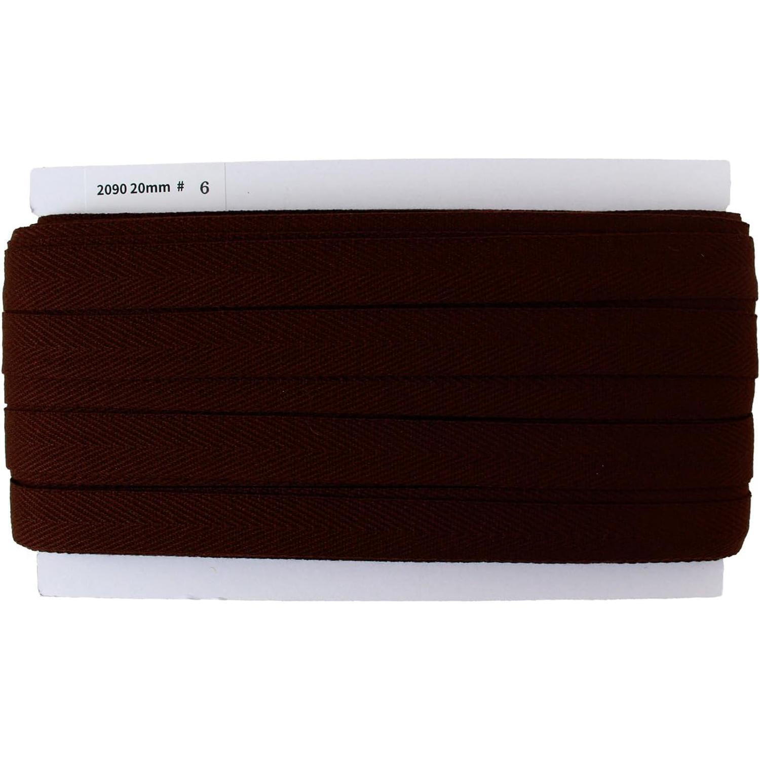 日本紐釦貿易 綾織テープ 巾20mm×50m巻 焦げ茶 IC2090-6 (ご注文単位1巻)【直送品】