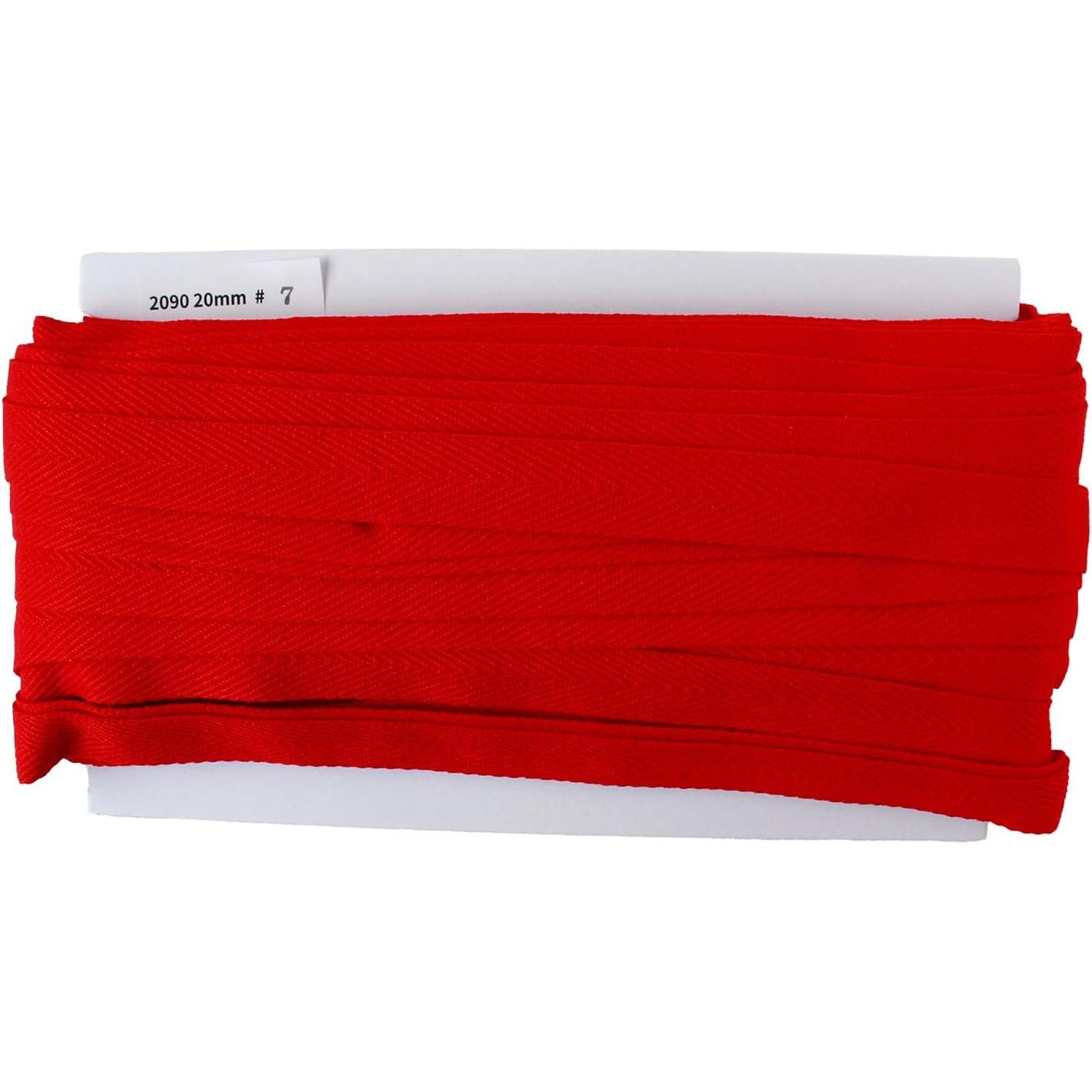 日本紐釦貿易 綾織テープ 巾20mm×50m巻 赤 IC2090-7 (ご注文単位1巻)【直送品】