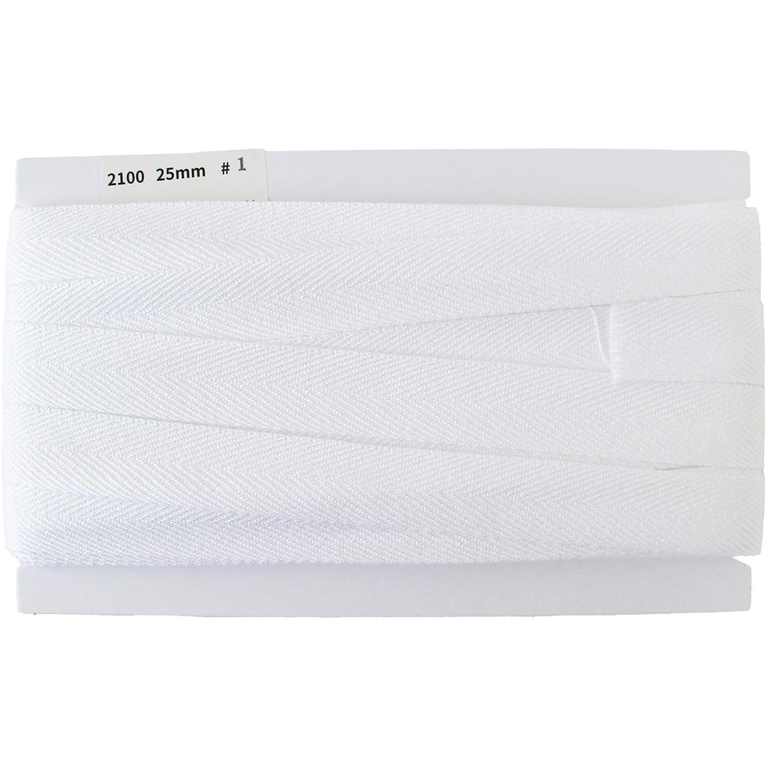 日本紐釦貿易 綾織テープ 巾25mm×25m巻 白 IC2100-1 （ご注文単位1巻）【直送品】