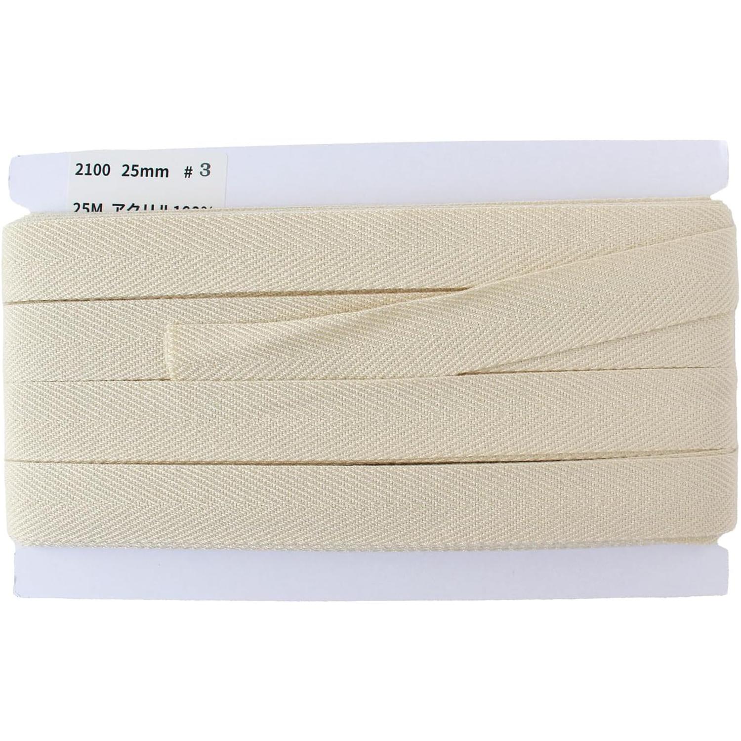 日本紐釦貿易 綾織テープ 巾25mm×25m巻 ベージュ IC2100-3 （ご注文単位1巻）【直送品】