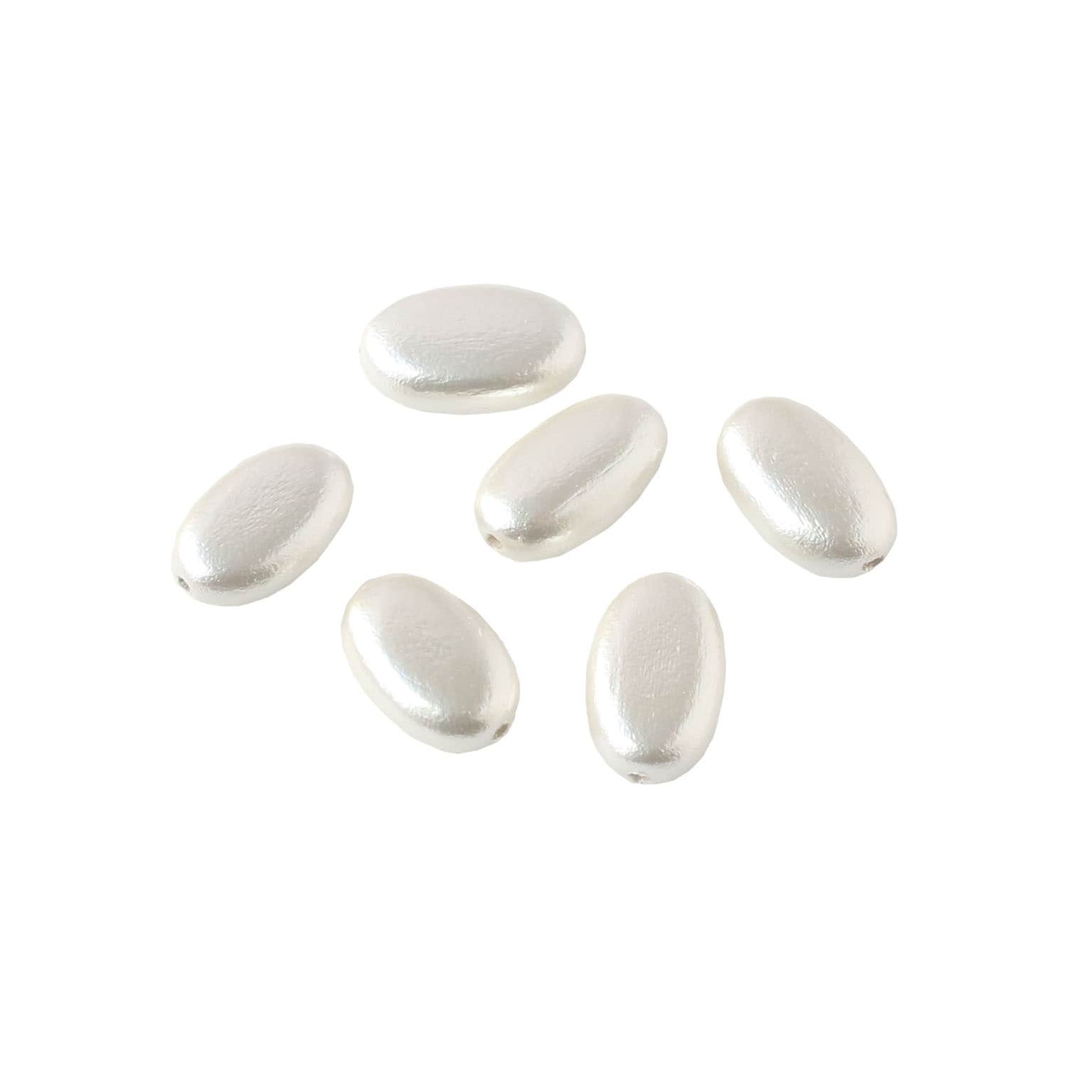 日本紐釦貿易 ウッドパール オーバル W10mm×H17mm ホワイト A23-2W (ご注文単位1束)【直送品】