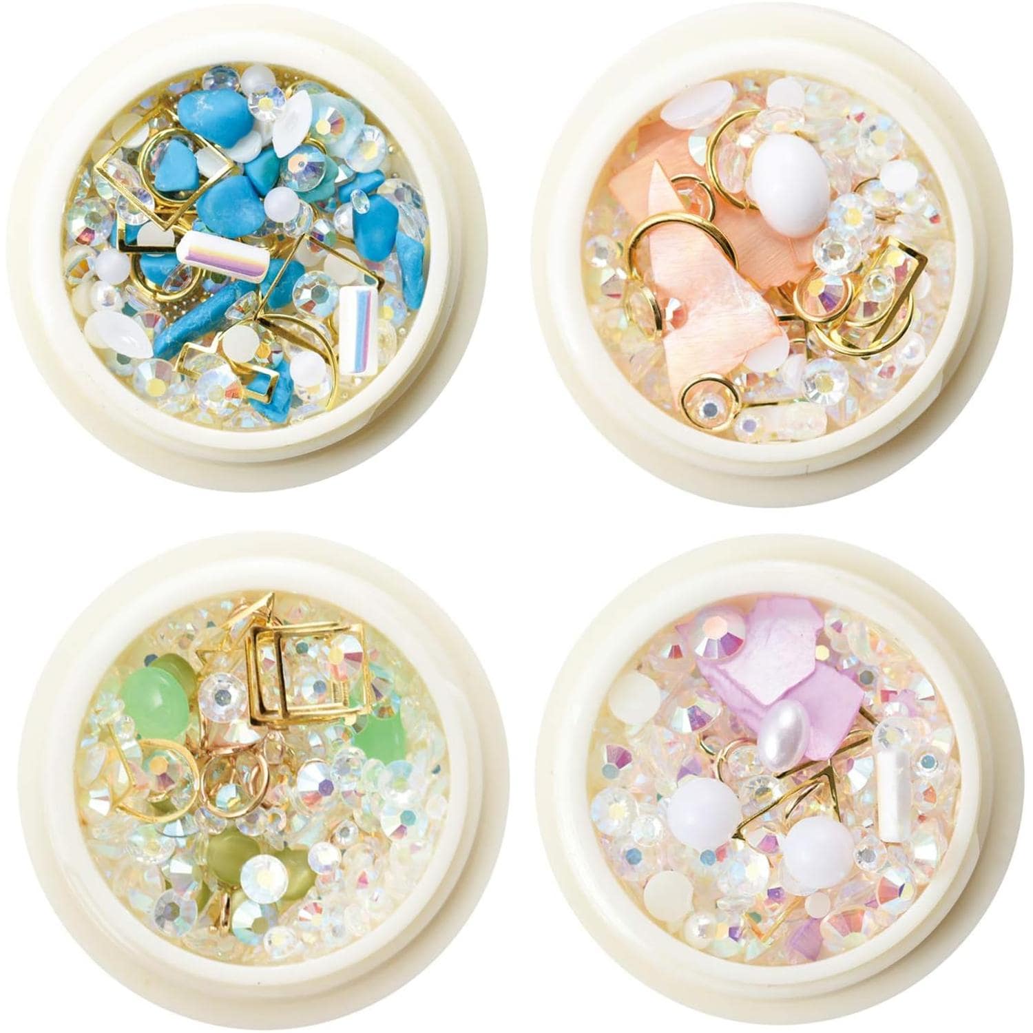 日本紐釦貿易 デコパーツ ビューティーミックス 4色セット 1個約1.8g T10-G （ご注文単位1セット）【直送品】
