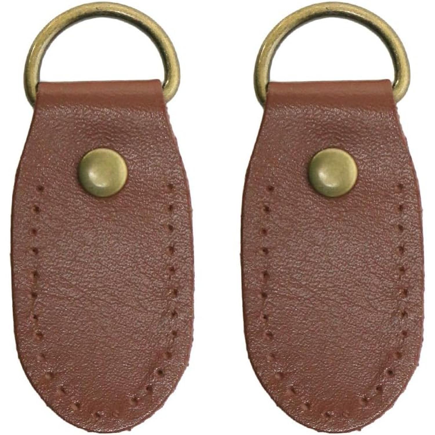 日本紐釦貿易 本革ジョイントパーツ丸型 2個 W約3.3×H約8cm 赤茶 KTF30-A (ご注文単位1束)【直送品】