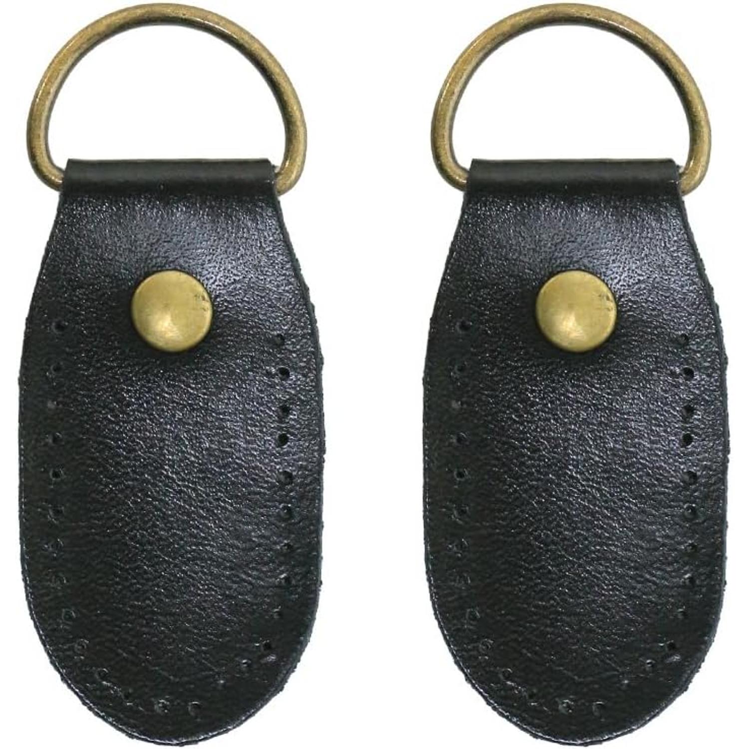 日本紐釦貿易 本革ジョイントパーツ丸型 2個 W約3.3×H約8cm 黒 KTF30-B （ご注文単位1束）【直送品】