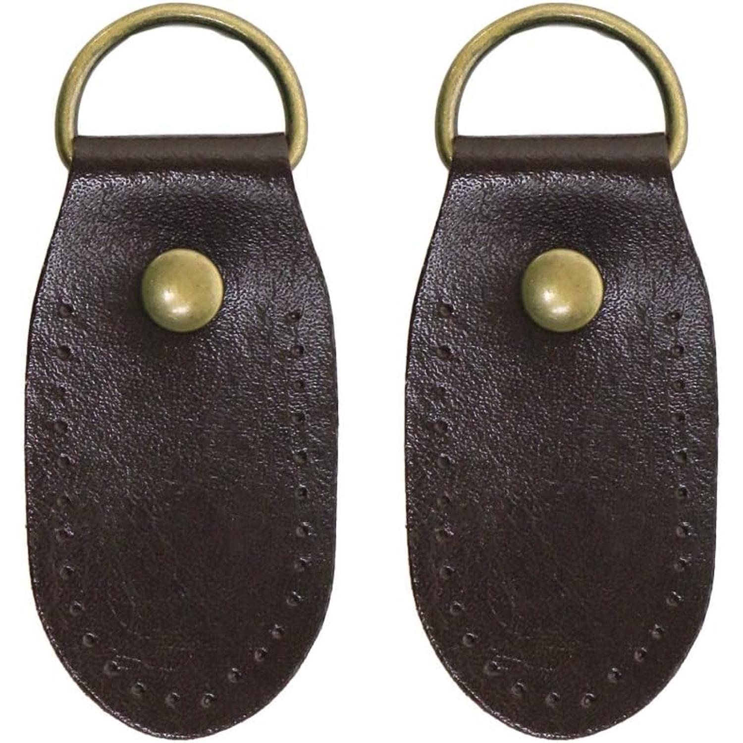 日本紐釦貿易 本革ジョイントパーツ丸型 2個 W約3.3×H約8cm チョコ KTF30-C （ご注文単位1束）【直送品】