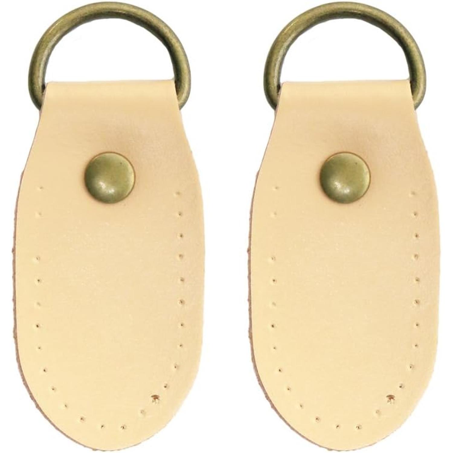 日本紐釦貿易 本革ジョイントパーツ丸型 2個 W約3.3×H約8cm 生成 KTF30-W （ご注文単位1束）【直送品】