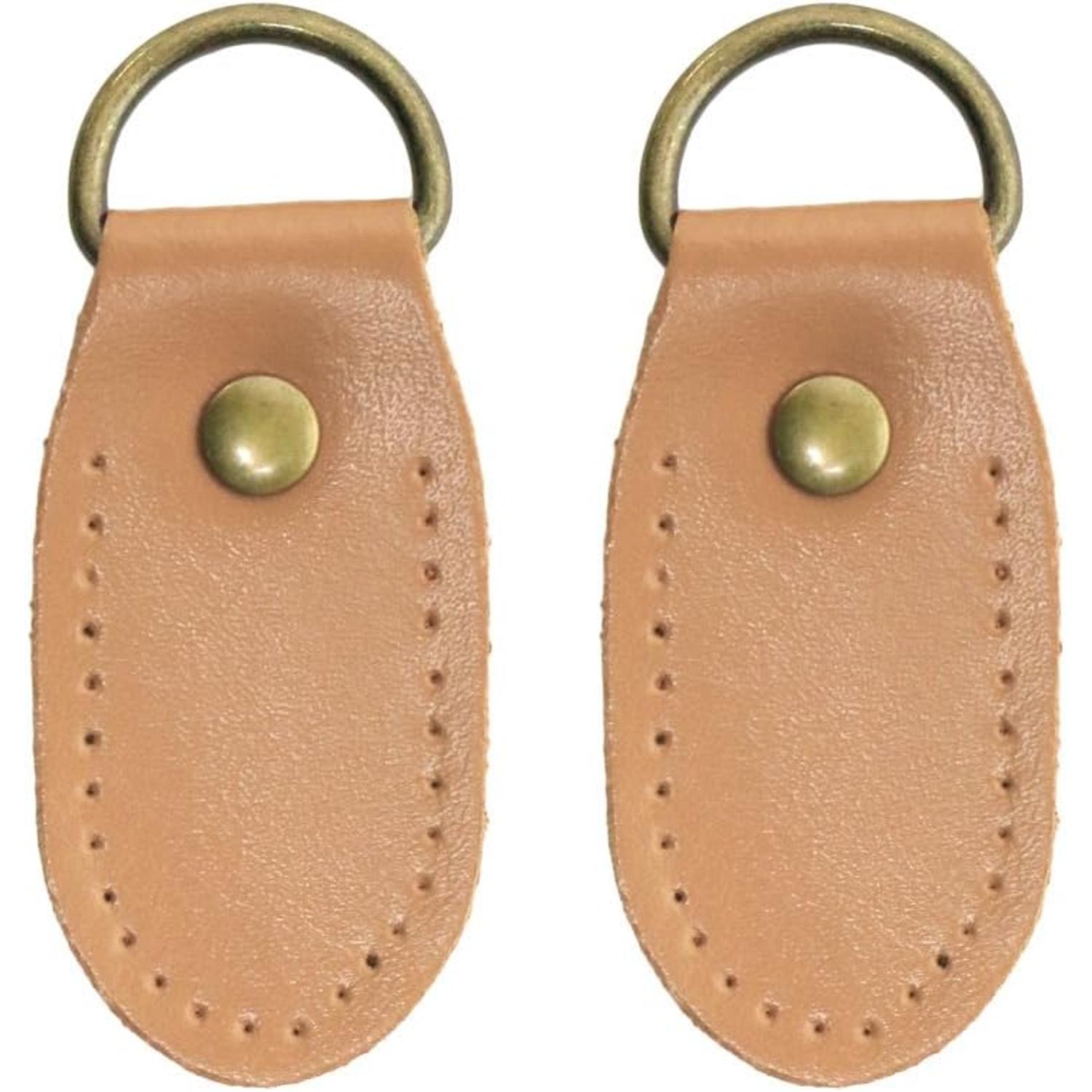 日本紐釦貿易 本革ジョイントパーツ丸型 2個 W約3.3×H約8cm キャメル KTF30-Y （ご注文単位1束）【直送品】