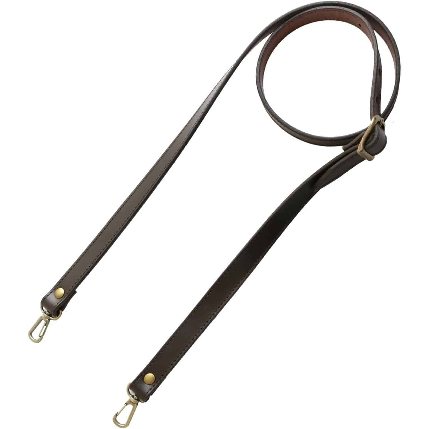 日本紐釦貿易 ヌメ革ショルダー アンティークゴールド×こげ茶 約110cm~120cm 1本入 KT90AG-C (ご注文単位1本)【直送品】