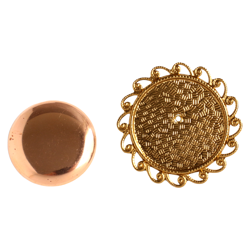 日本紐釦貿易(Nippon Chuko)NBK 銅板付き アンティークデザイン ブローチ台 丸型 〈小〉 φ45mm 1個入 ゴールド KK10-27G 1袋(ご注文単位1袋)【直送品】