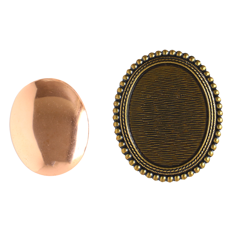 日本紐釦貿易(Nippon Chuko)NBK 銅板付き アンティークデザイン ブローチ台 だ円 〈大〉 W50×H55mm 1個入 アンティークゴールド KK10-30AG 1袋(ご注文単位1袋)【直送品】