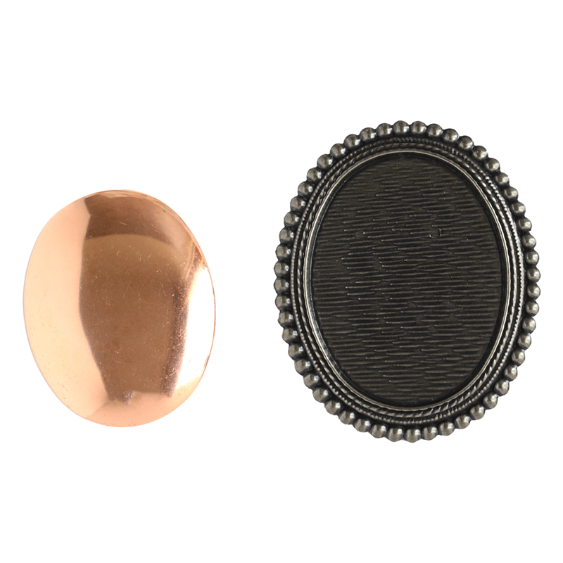 日本紐釦貿易(Nippon Chuko)NBK 銅板付き アンティークデザイン ブローチ台 だ円 〈大〉 W50×H55mm 1個入 アンティークシルバー KK10-30AS 1袋(ご注文単位1袋)【直送品】