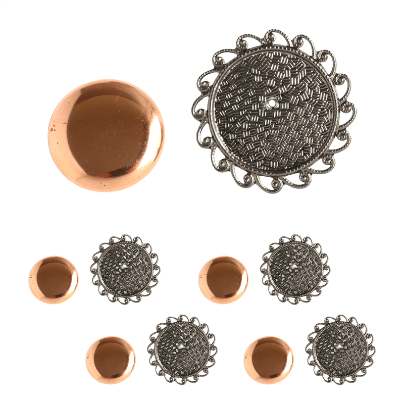 日本紐釦貿易(Nippon Chuko)NBK 銅板付き アンティークデザイン ブローチ台 丸型 〈小〉 φ45mm 徳用5個入 シルバー KK10-27S-5 1袋(ご注文単位1袋)【直送品】