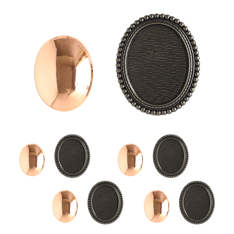 日本紐釦貿易(Nippon Chuko)NBK 銅板付き アンティークデザイン ブローチ台 だ円 〈小〉 W41×H50mm 徳用5個入 アンティークシルバー KK10-29AS-5 1袋(ご注文単位1袋)【直送品】