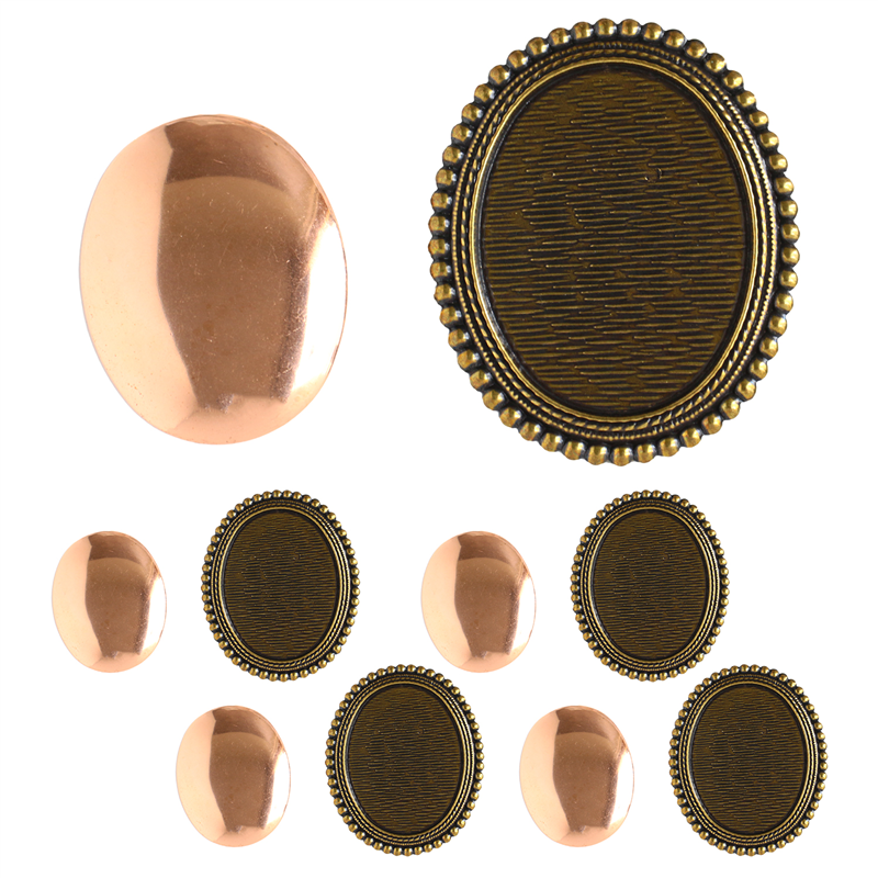 日本紐釦貿易(Nippon Chuko)NBK 銅板付き アンティークデザイン ブローチ台 丸 〈大〉 W50×H55mm 徳用5個入 アンティークゴールド KK10-30AG-5 1袋(ご注文単位1袋)【直送品】