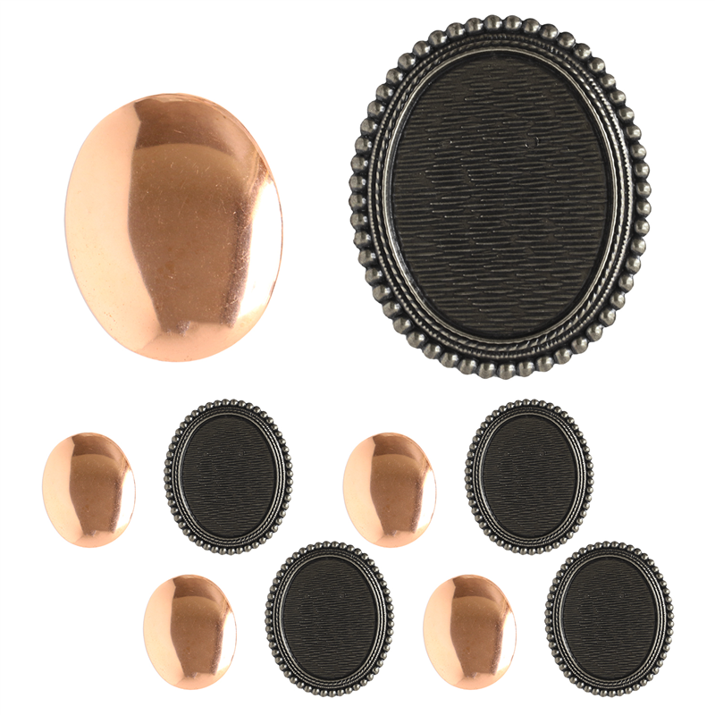 日本紐釦貿易(Nippon Chuko)NBK 銅板付き アンティークデザイン ブローチ台 丸 〈大〉 W50×H55mm 徳用5個入 アンティークシルバー KK10-30AS-5 1袋(ご注文単位1袋)【直送品】