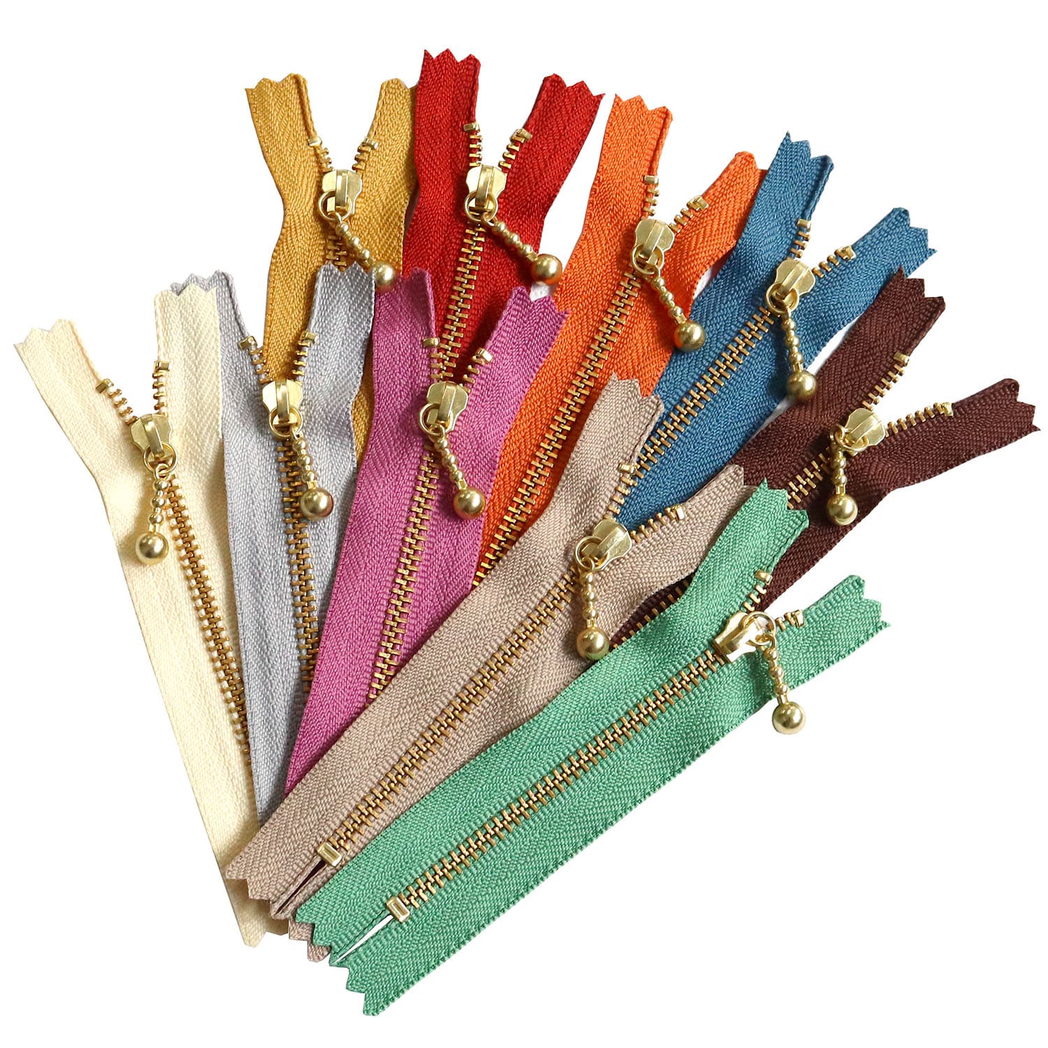 日本紐釦貿易 Y.K.K 玉付きファスナー ゴールド オータムカラー 10色アソート 10cm 3G10-AT10MIX (ご注文単位1束)【直送品】