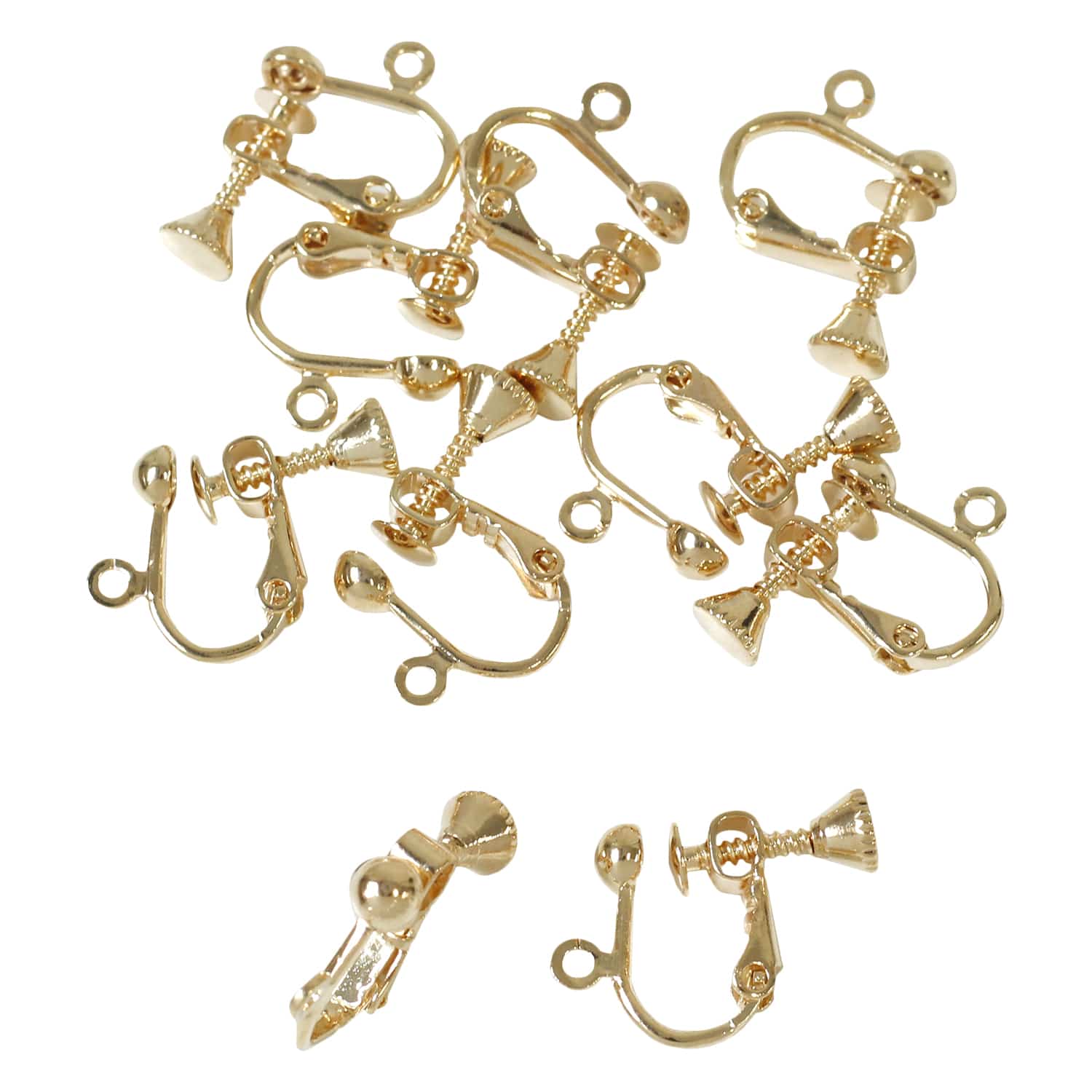 日本紐釦貿易 ニッケルフリー カン付 イヤリング 5組 ゴールド KE1500-G （ご注文単位1束）【直送品】