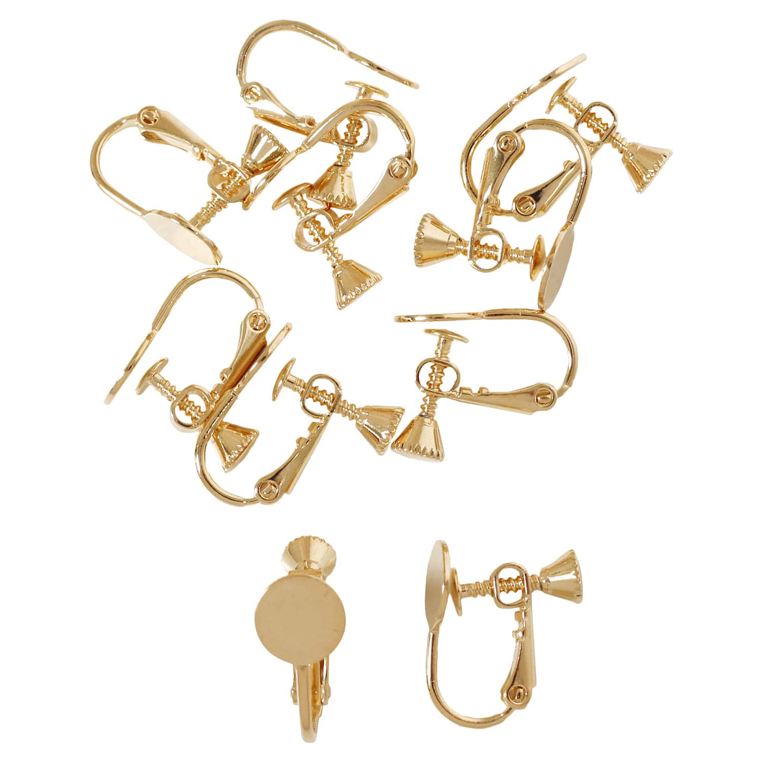 日本紐釦貿易 ニッケルフリー 台付 イヤリング 5組 ゴールド KE1501-G （ご注文単位1束）【直送品】