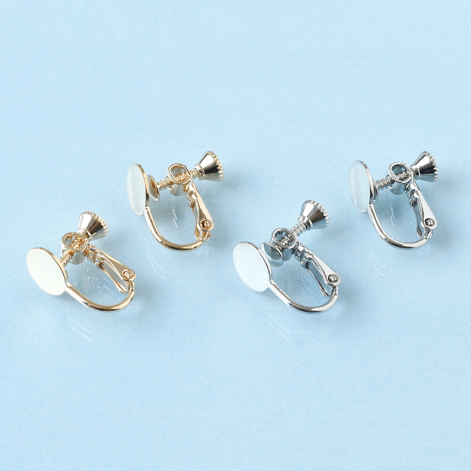 日本紐釦貿易 ニッケルフリー 台付 イヤリング 5組 シルバー KE1501-S (ご注文単位1束)【直送品】