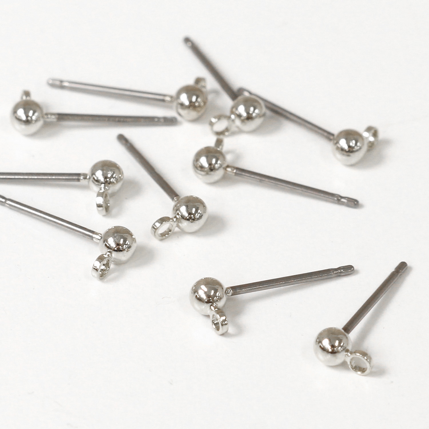 日本紐釦貿易 ニッケルフリー カン付 ピアス 5組 シルバー KE1503-S (ご注文単位1束)【直送品】