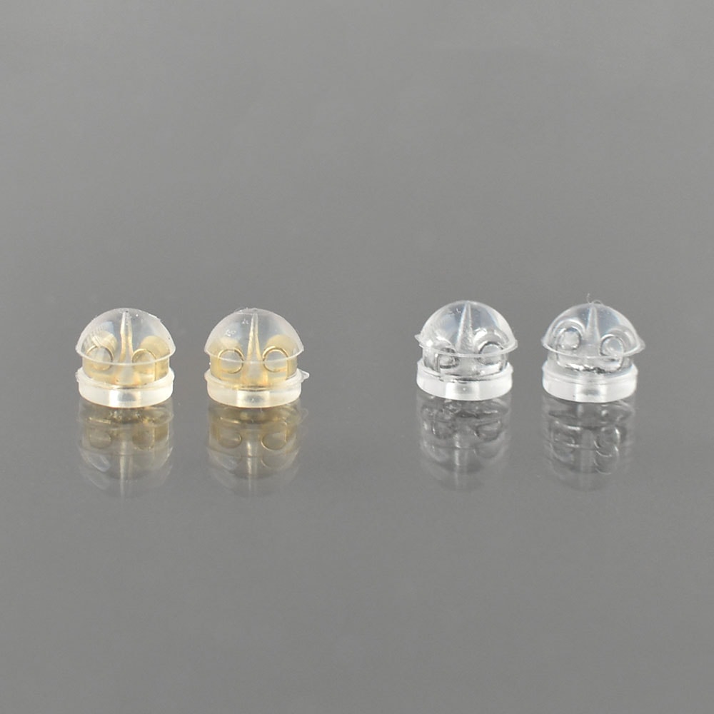 日本紐釦貿易 ダブルキャッチ ピアスキャッチ 溝付 小 ドーム型 5組 シルバー KE1509-S (ご注文単位1束)【直送品】