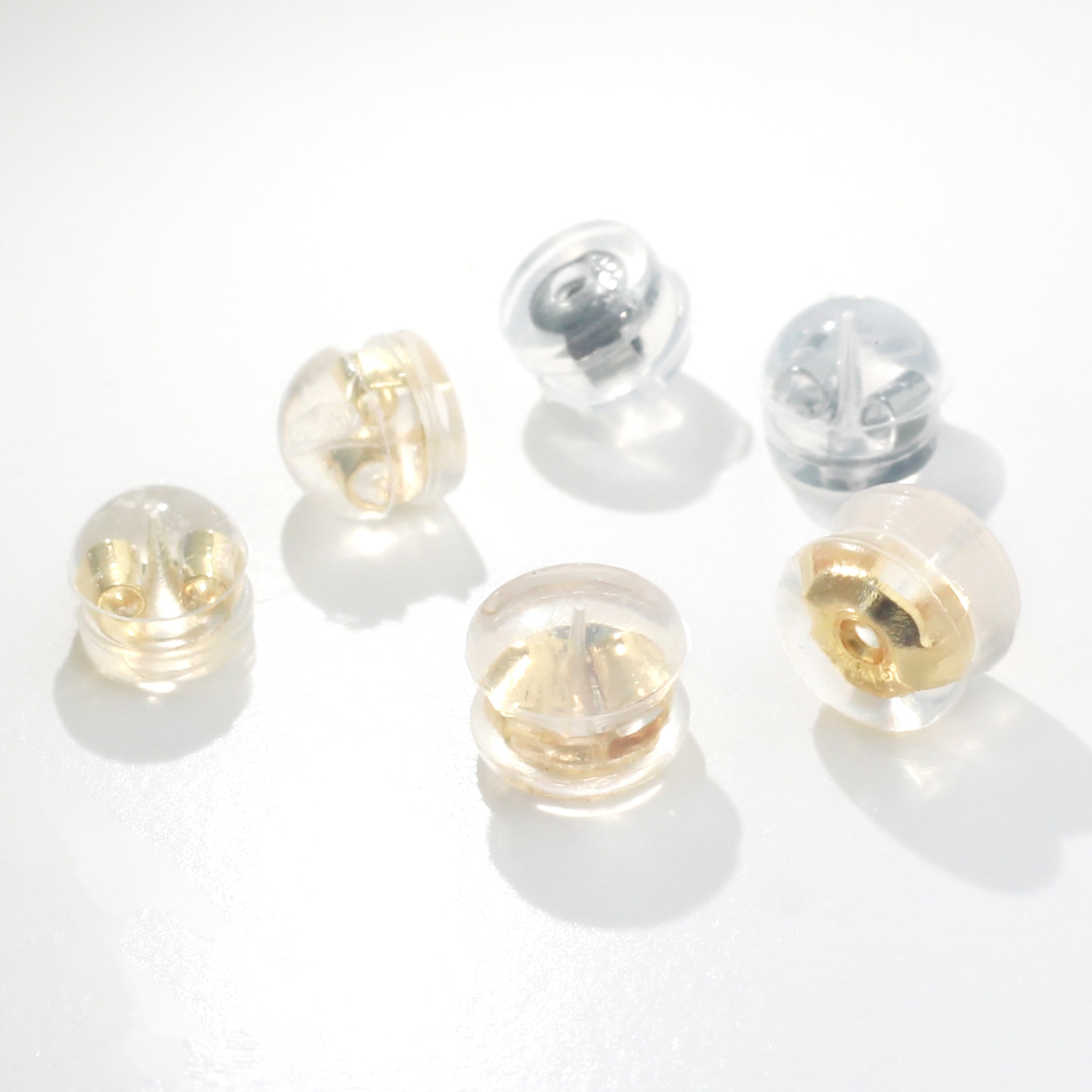 日本紐釦貿易 ダブルキャッチ ピアスキャッチ 溝付 小 ドーム型 5組 シルバー KE1509-S (ご注文単位1束)【直送品】