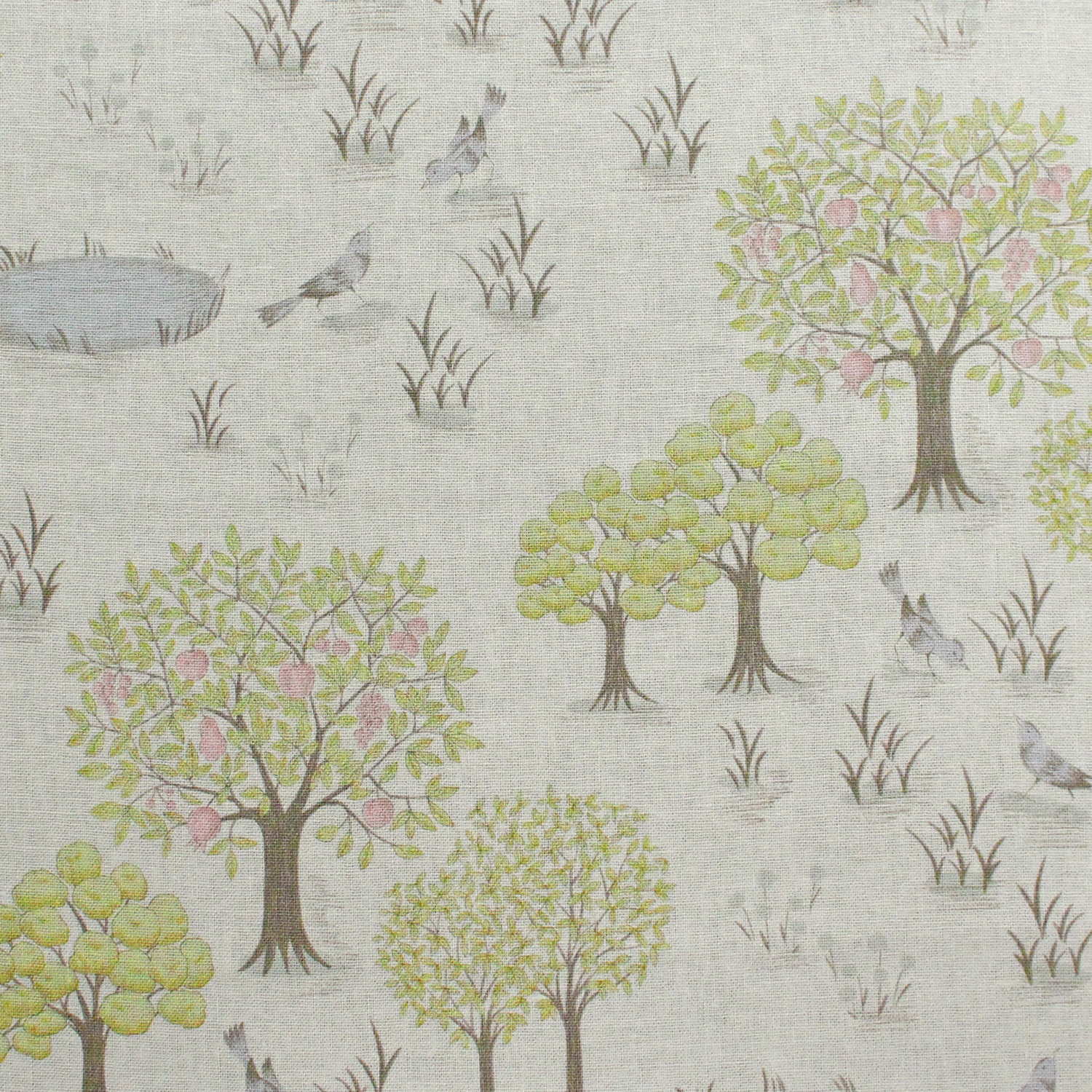 日本紐釦貿易 マカベアリス Words of Forest -Fruits Tree- 綿麻プリント生地 カットクロス 約53Ｘ50cm ライトグリーン ACM001CUT-C （ご注文単位1枚）【直送品】