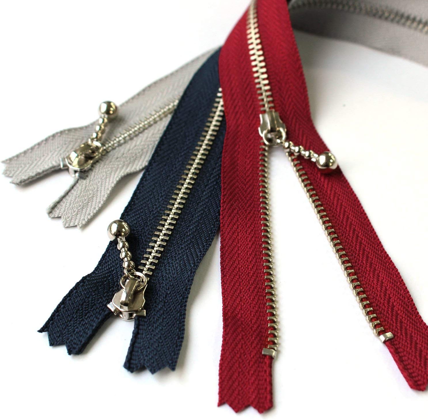 日本紐釦貿易 Y.K.K 玉付きファスナー シルバー 14cm 各1本10色セット 3N14-10MIX （ご注文単位1束）【直送品】