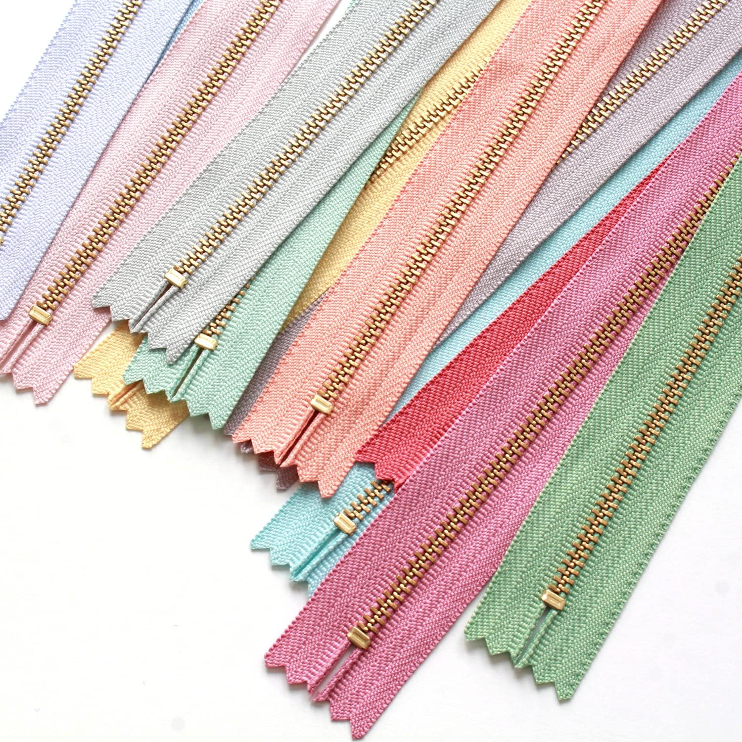 日本紐釦貿易 Y.K.K 玉付きファスナー ニュアンスカラー12色セット 14cm ゴールド 3G10-N12MIX (ご注文単位1束)【直送品】