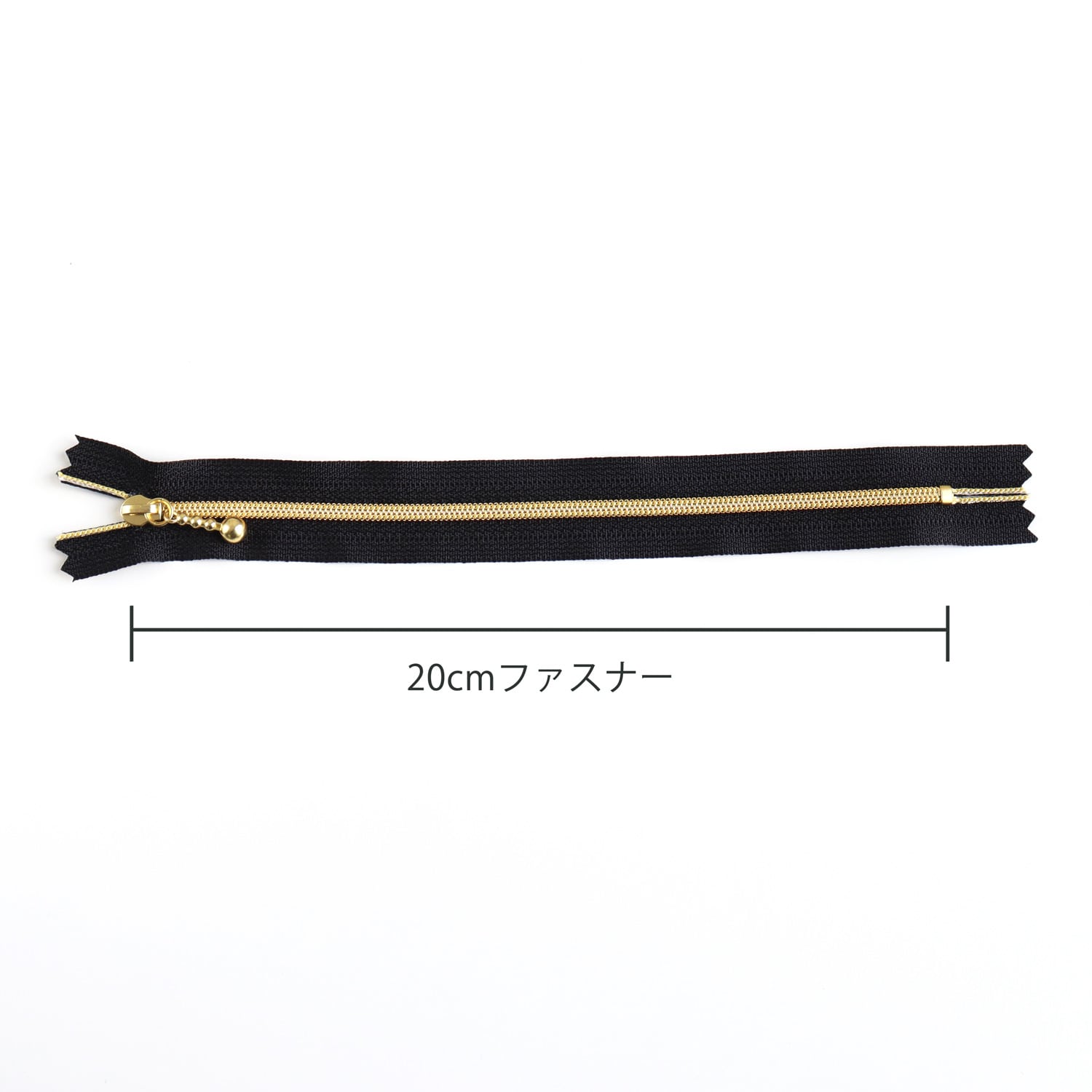 日本紐釦貿易 Y.K.K メタリオンファスナー 3C 20cm黒/ゴールド 3本入 3CM20-1G （ご注文単位1束）【直送品】