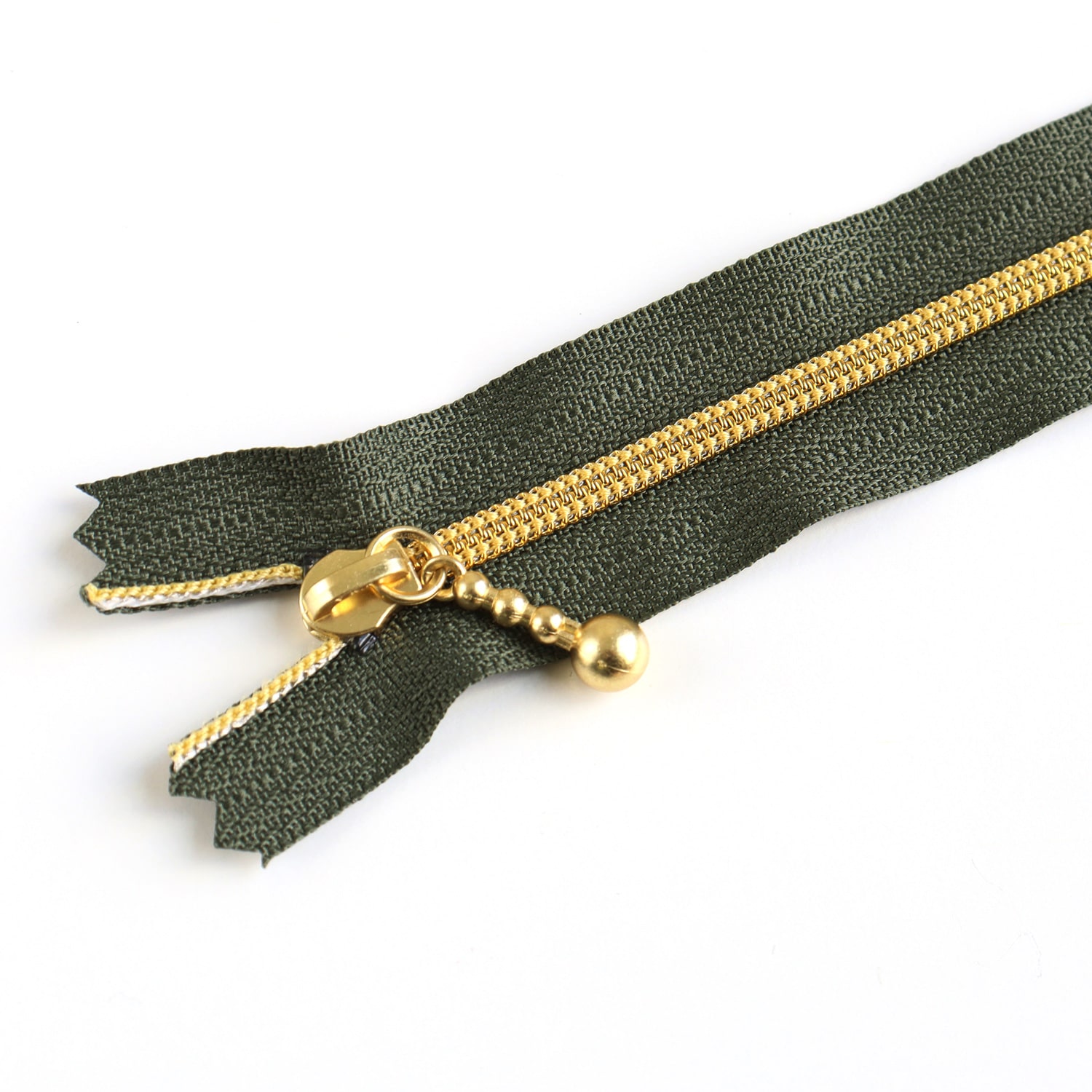 日本紐釦貿易 Y.K.K メタリオンファスナー 3C 20cmグリーン/ゴールド 3本入 3CM20-4G (ご注文単位1束)【直送品】