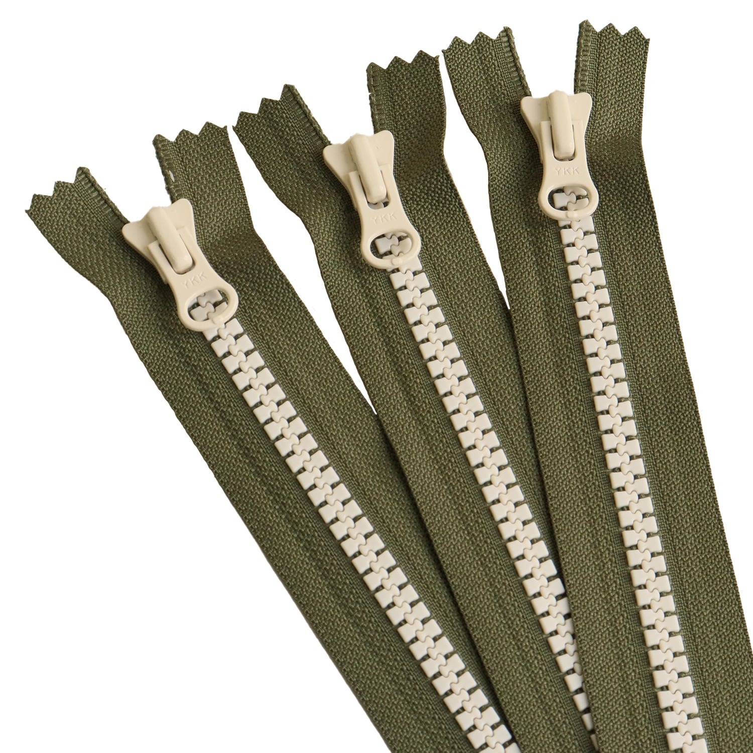 日本紐釦貿易 Y.K.K 8ビスロンファスナー 40cm カーキ×ホワイト 8VSC40-CO2 （ご注文単位1束）【直送品】