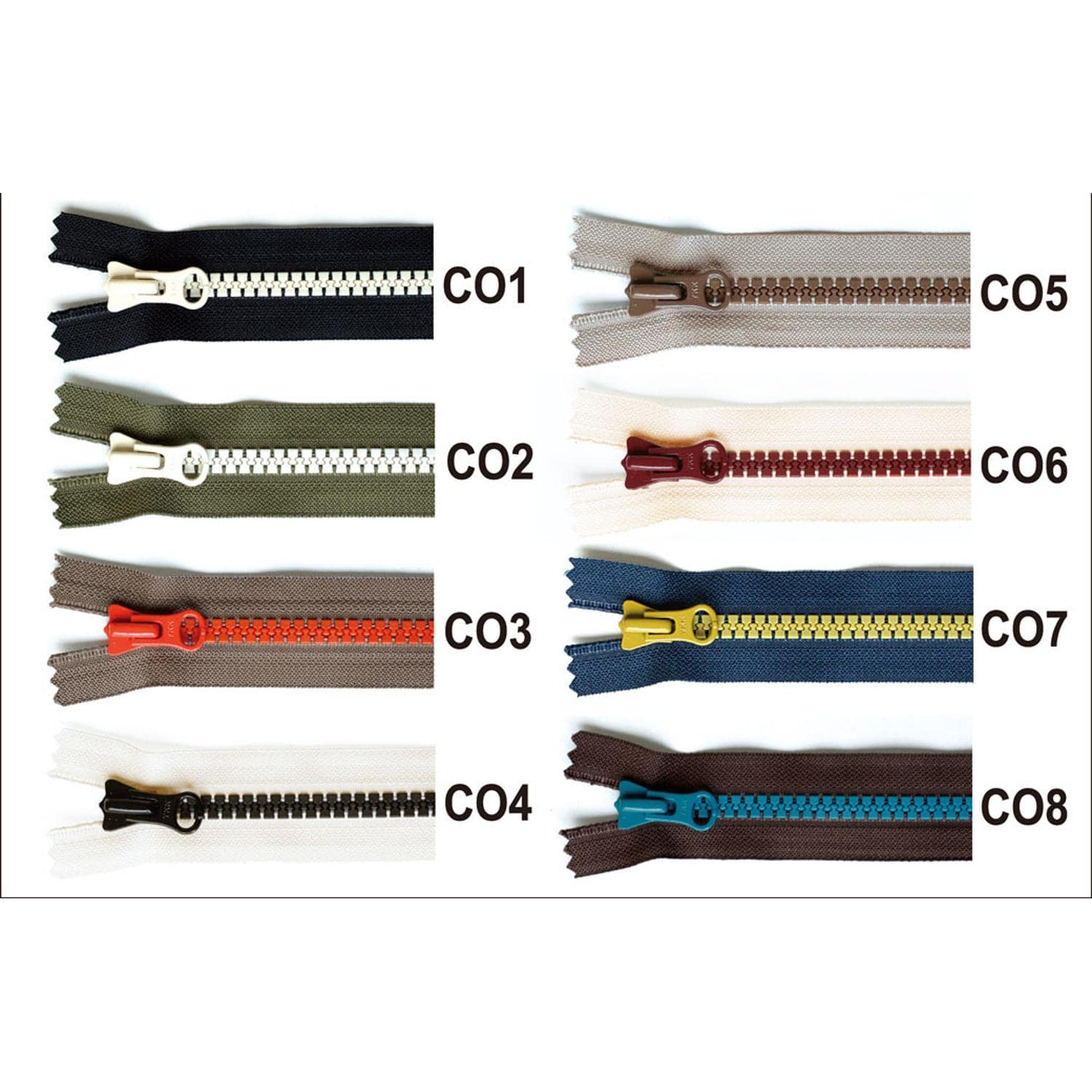 日本紐釦貿易 Y.K.K 8ビスロンファスナー 20cm ブラック×ホワイト 8VSC20-CO1 (ご注文単位1束)【直送品】