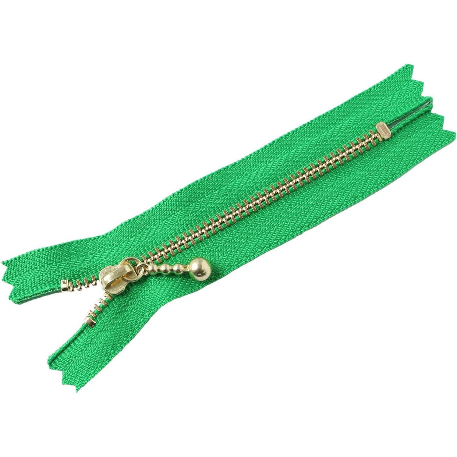 日本紐釦貿易 Y.K.K 玉付ファスナー ゴールド 10cm 10本 グリーン 3G10-151 (ご注文単位1束)【直送品】