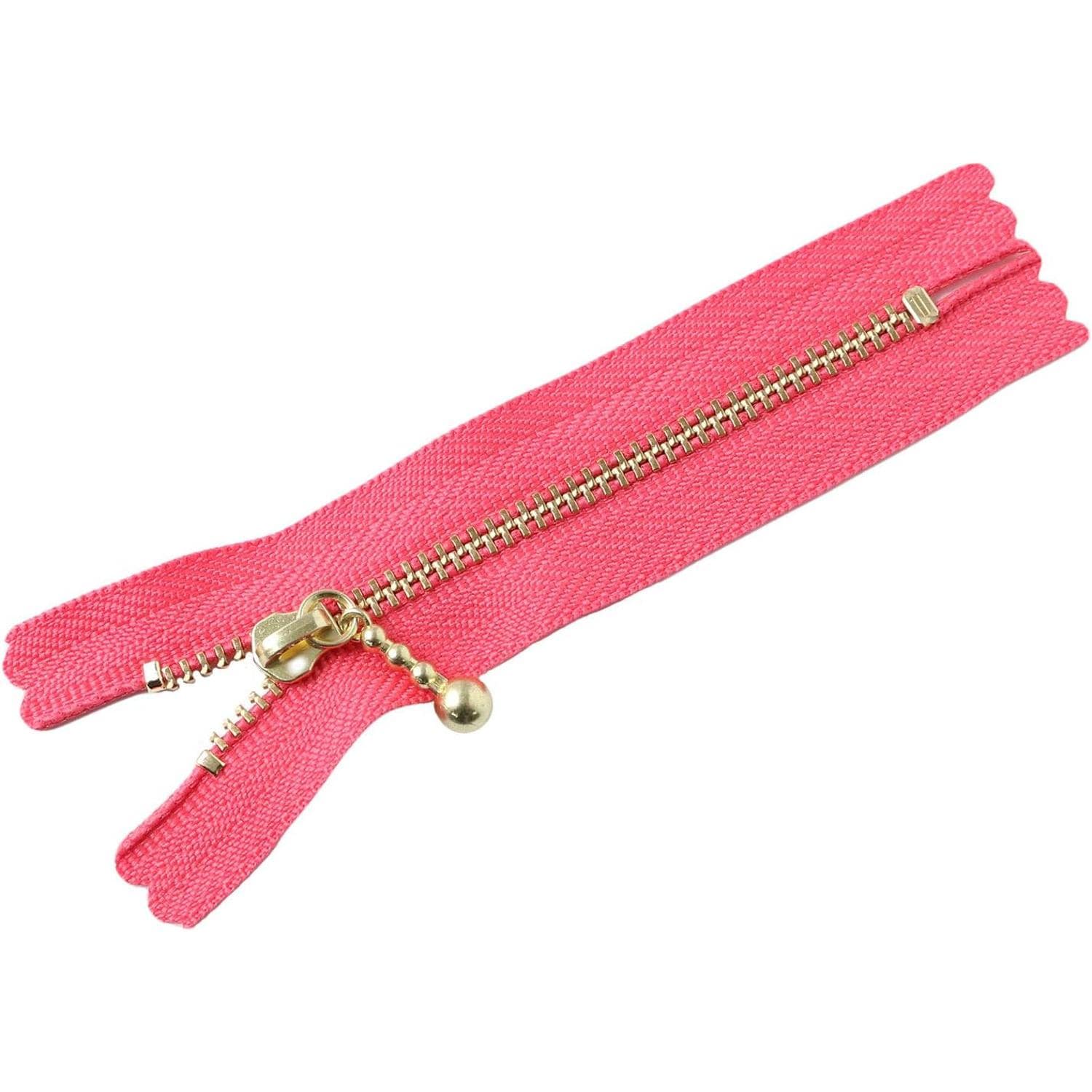 日本紐釦貿易 Y.K.K 玉付ファスナー ゴールド 10cm 10本 チェリーピンク 3G10-517 (ご注文単位1束)【直送品】