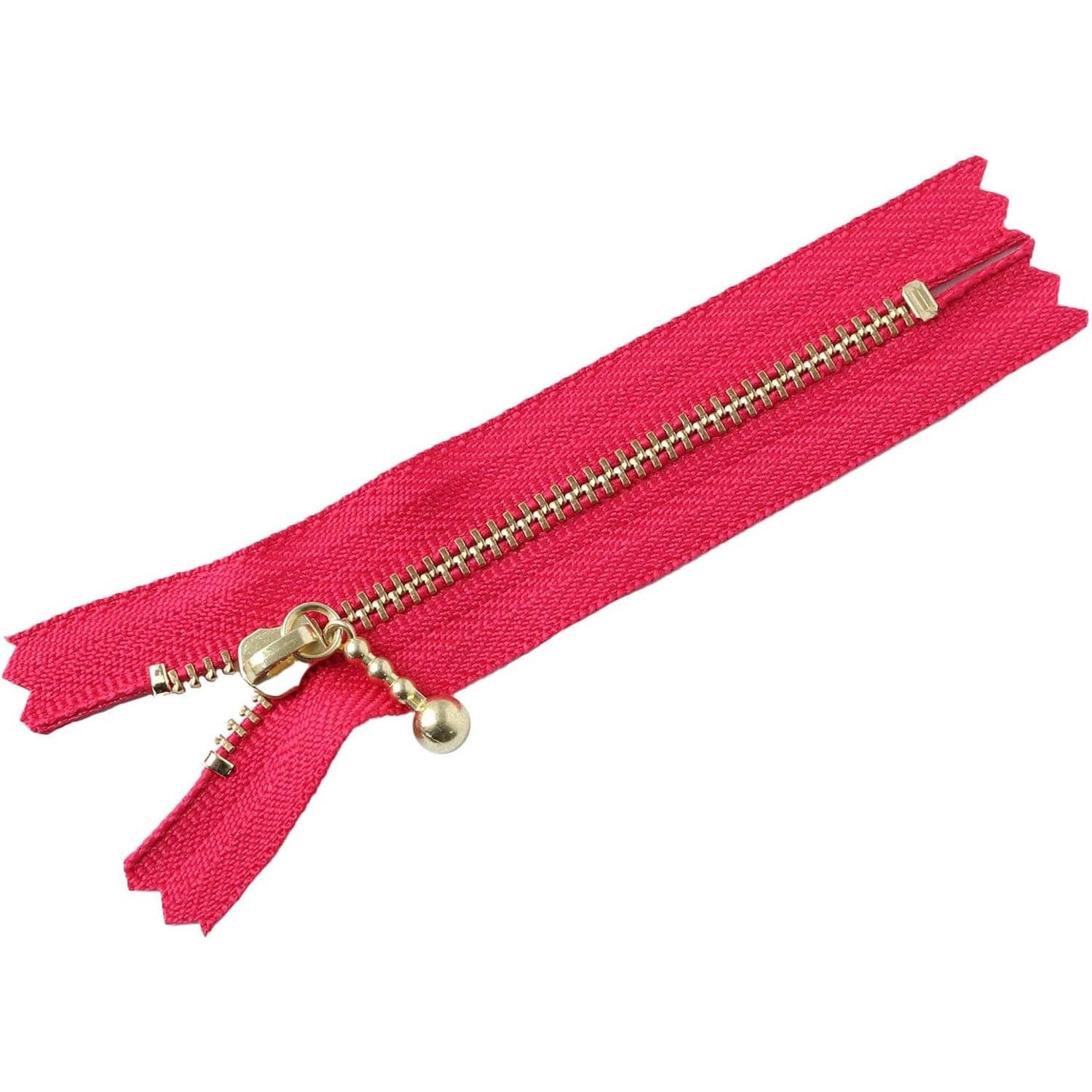 日本紐釦貿易 Y.K.K 玉付ファスナー ゴールド 10cm 10本 マゼンタ 3G10-817 (ご注文単位1束)【直送品】