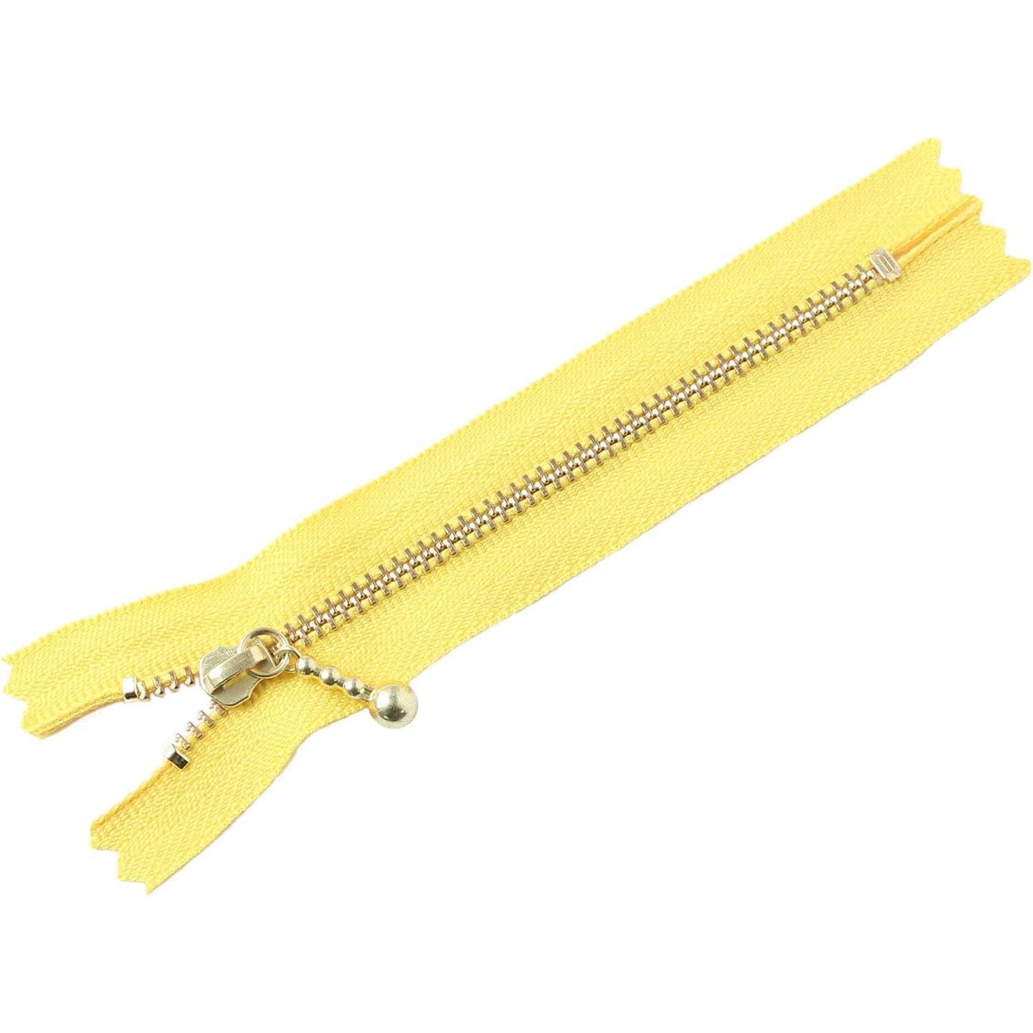 日本紐釦貿易 Y.K.K 玉付ファスナー ゴールド 12cm 10本 レモンイエロー 3G12-131 （ご注文単位1束）【直送品】