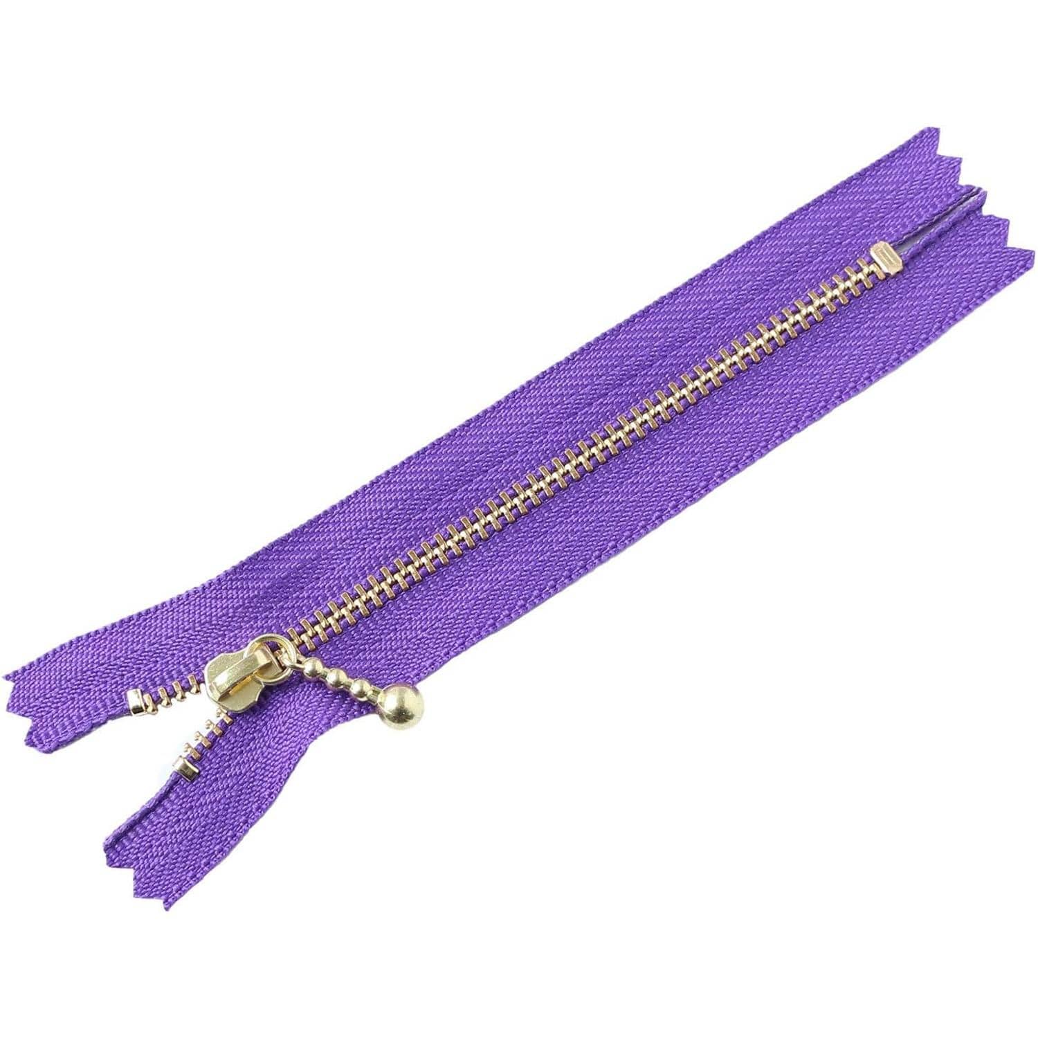 日本紐釦貿易 Y.K.K 玉付ファスナー ゴールド 12cm 10本 パープル 3G12-218 (ご注文単位1束)【直送品】