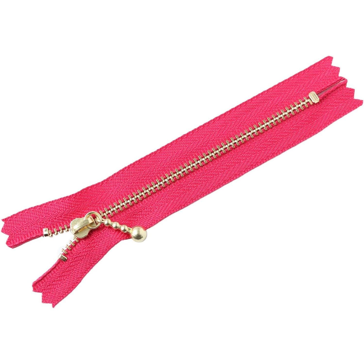日本紐釦貿易 Y.K.K 玉付ファスナー ゴールド 12cm 10本 マゼンタ 3G12-817 (ご注文単位1束)【直送品】